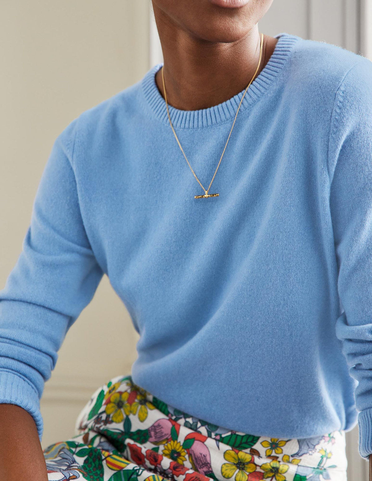 Cashmere Crew Neck Jumper-Riviera Blue - Image 4