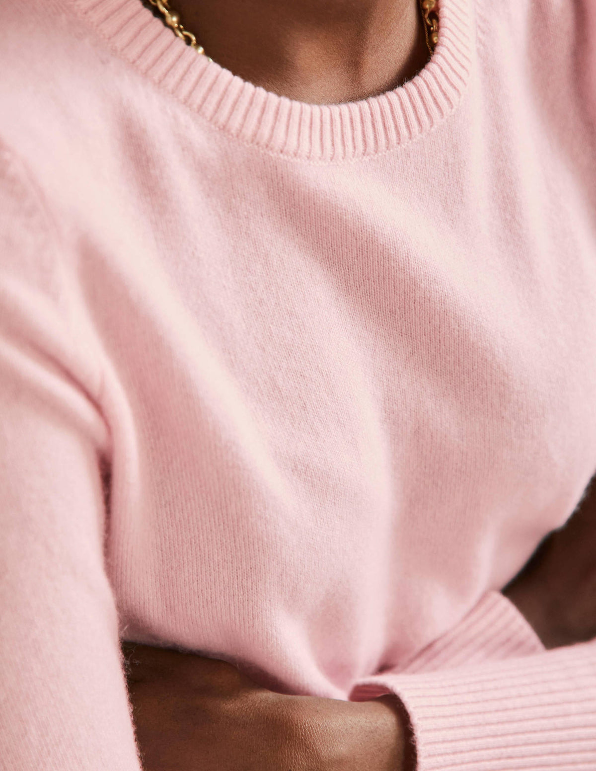 Pull col rond en cachemire-Blush rose-2