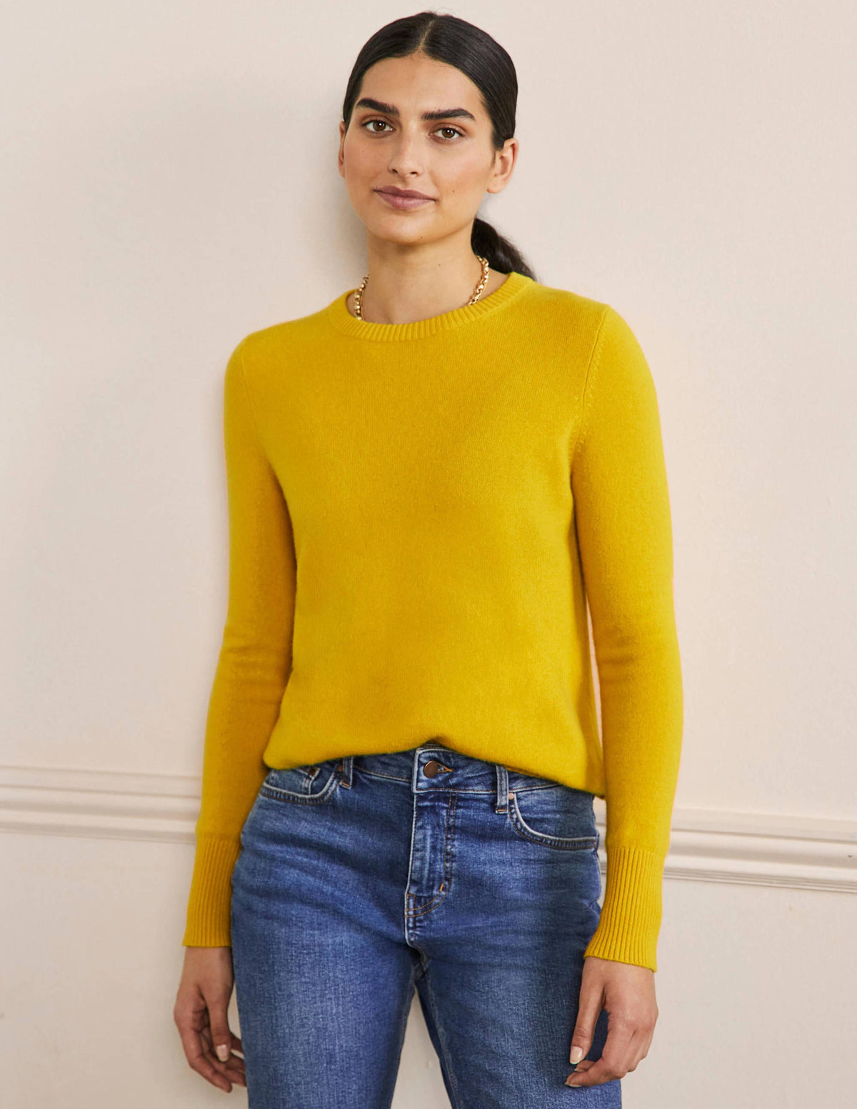 Kaschmirpullover mit Rundhalsausschnitt-Zitronengelb - Image 1