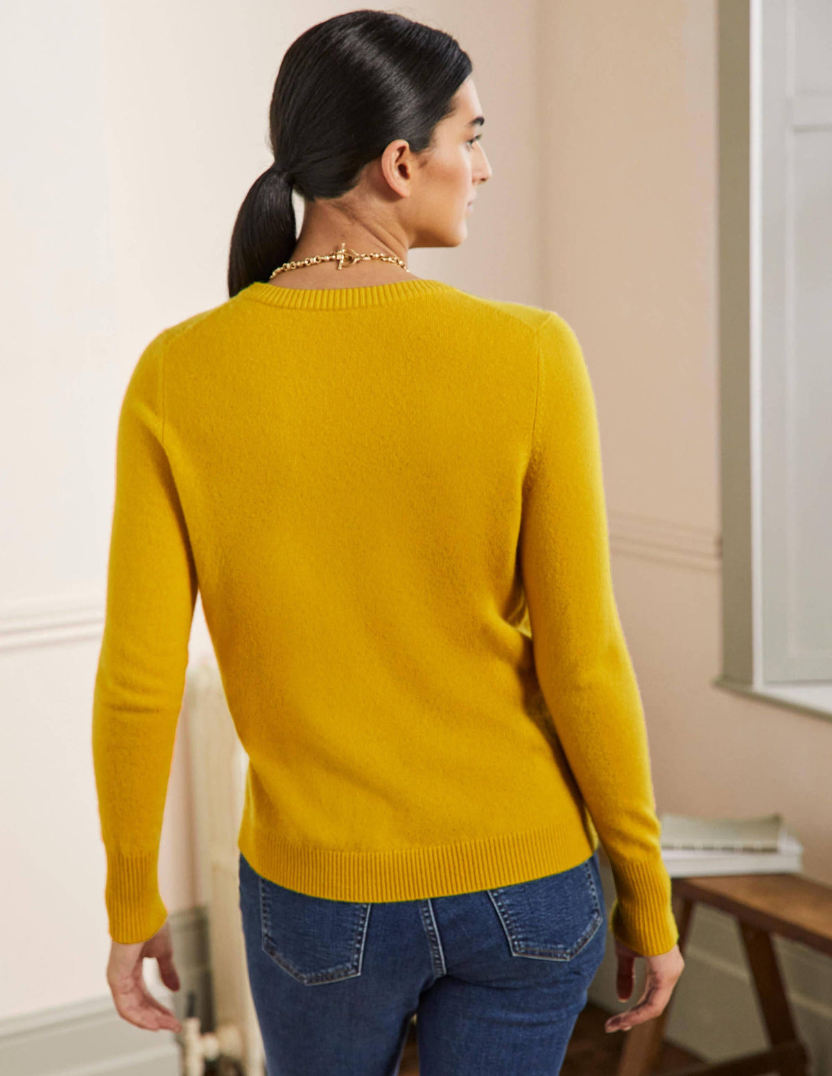 Kaschmirpullover mit Rundhalsausschnitt-Zitronengelb - Image 3