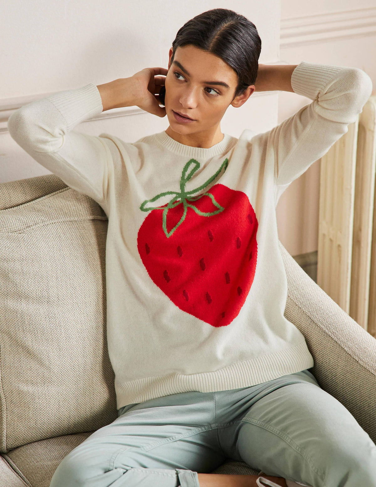 Margot Kaschmirpullover-Naturweiß, Erdbeere - Image 4