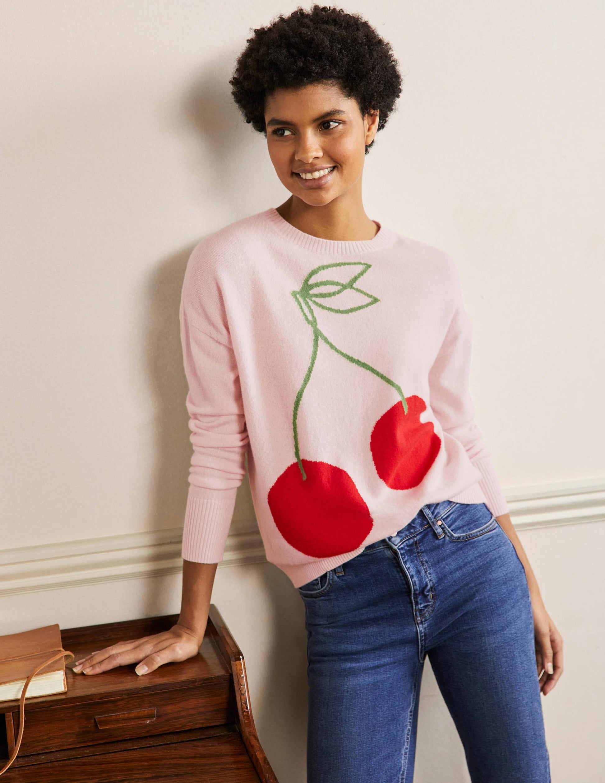 Pull Margot en cachemire-Milkshake, cerise-4