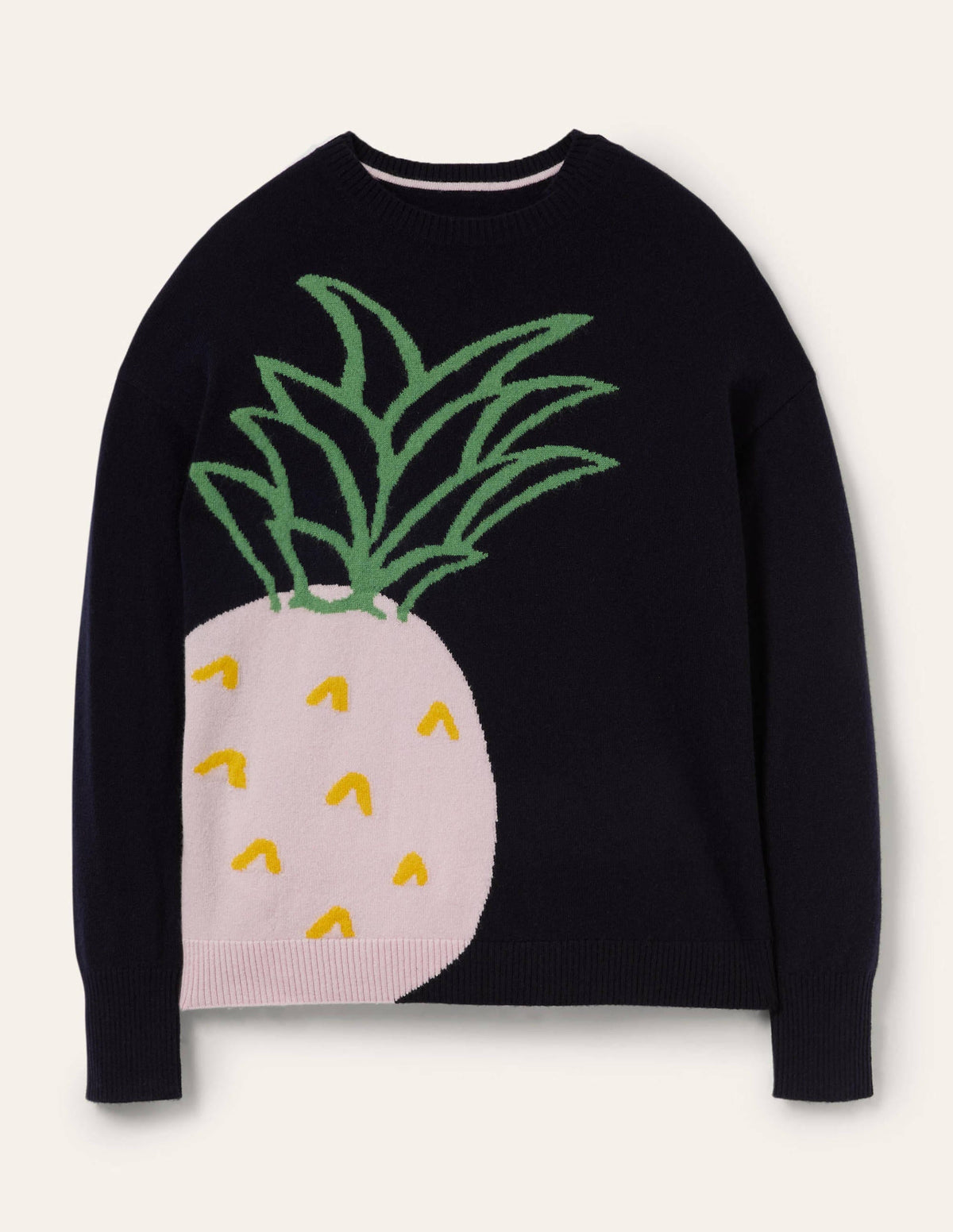 Pull Margot en cachemire-Bleu marine, ananas-6
