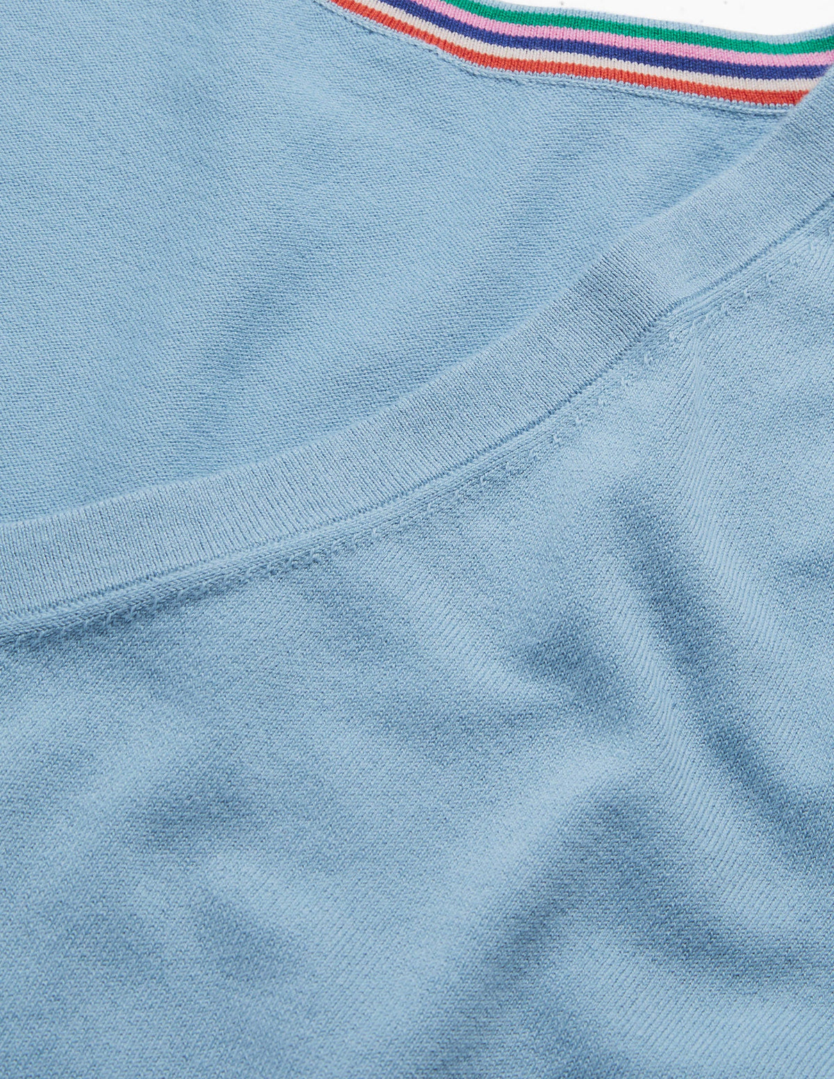 Baumwollpullover mit V-Ausschnitt-Gedecktes Blau - Image 5