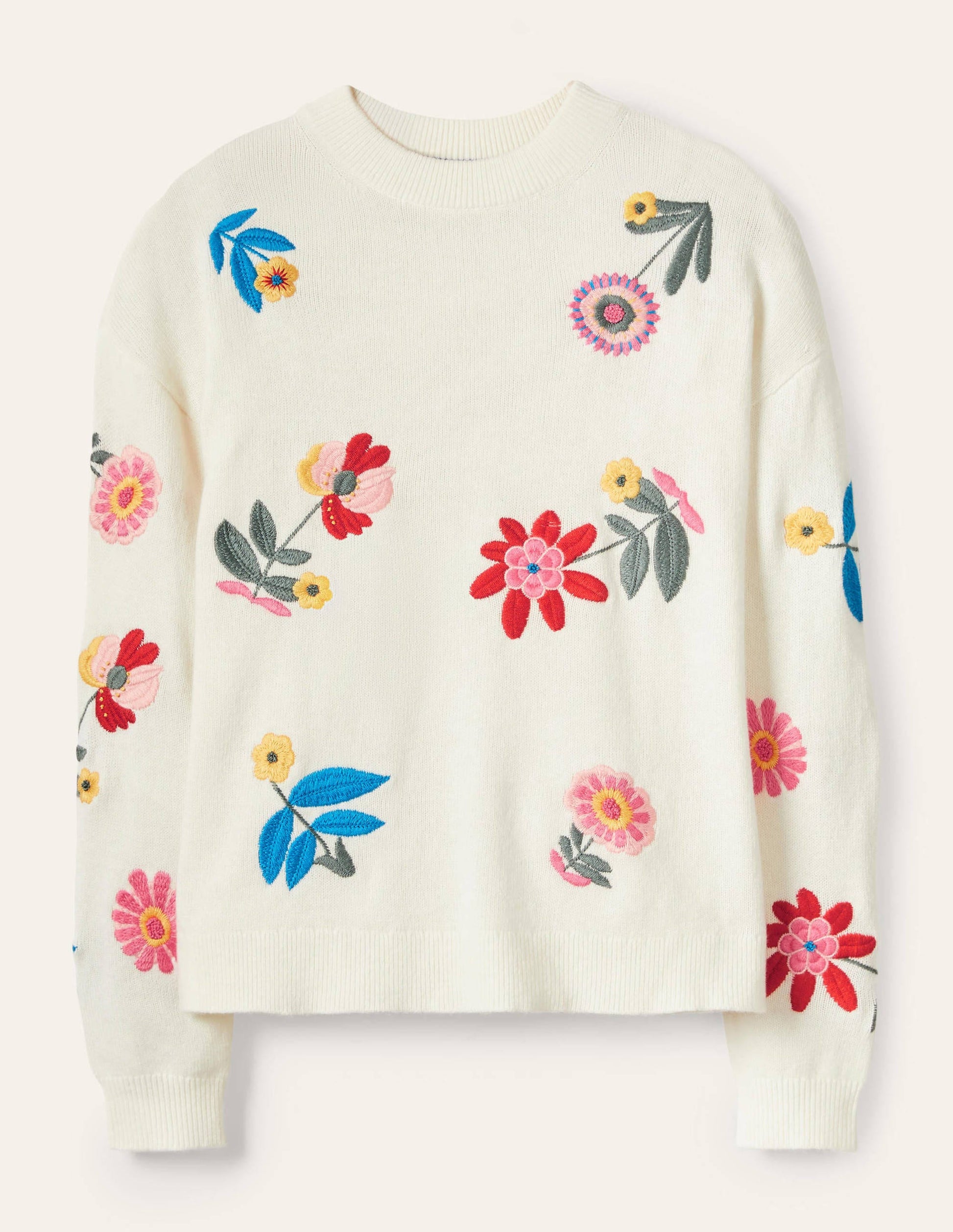 Lockerer Pullover mit Stickerei-Naturweiß-5
