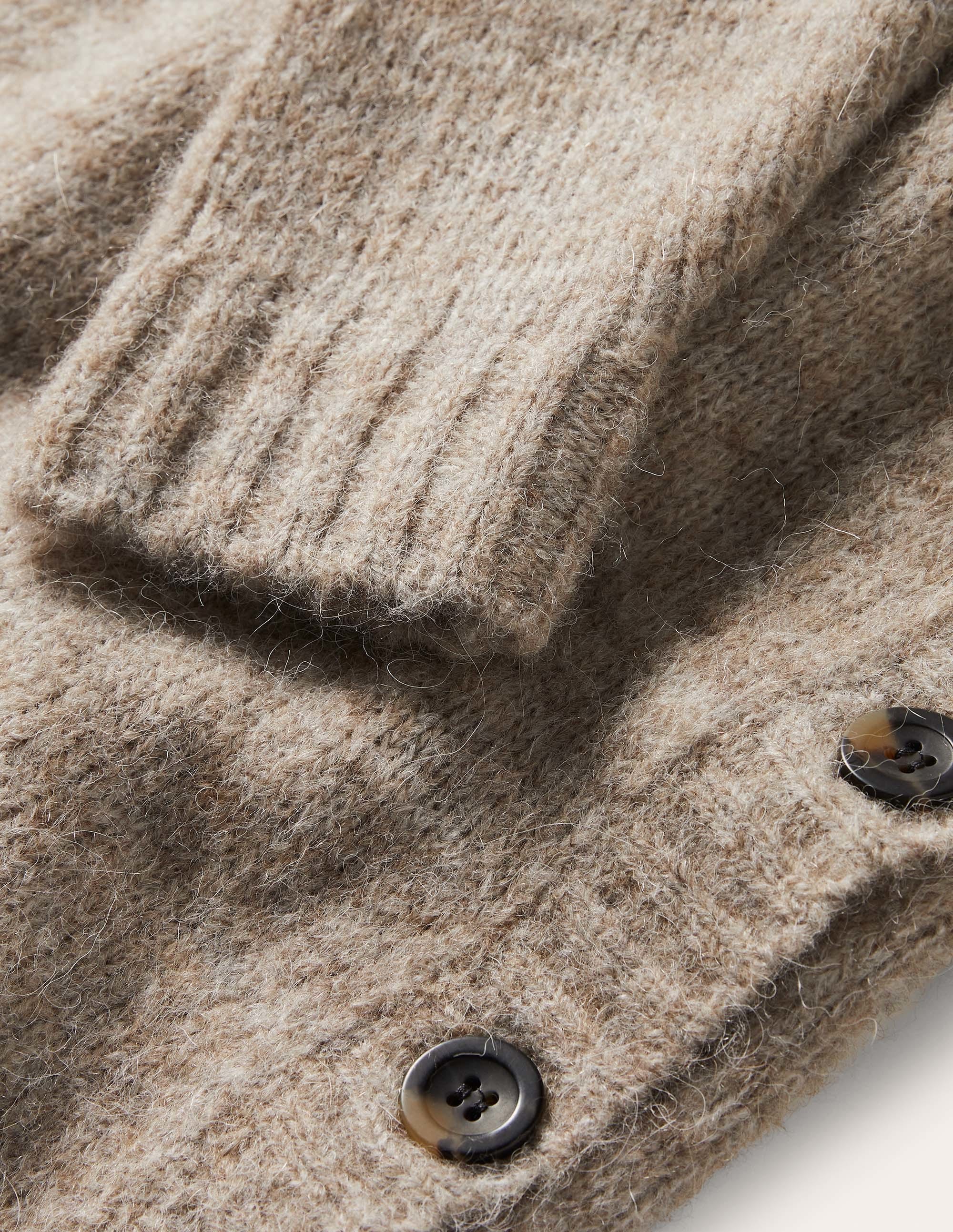 Pull duveteux avec boutons sur les côtés-Taupe chiné - Image 6