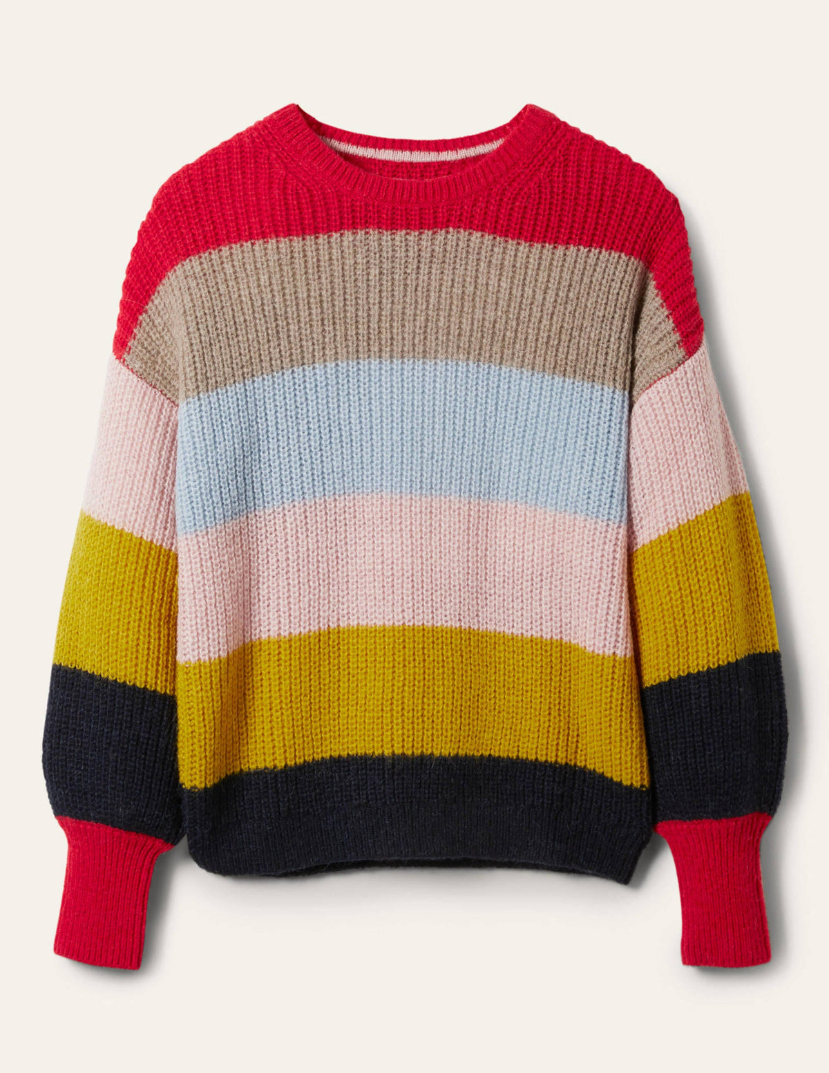 Flauschiger Pullover mit gerafften Blousonärmeln-Flauschiger Regenbogen, Bunt Gestreift - Image 5