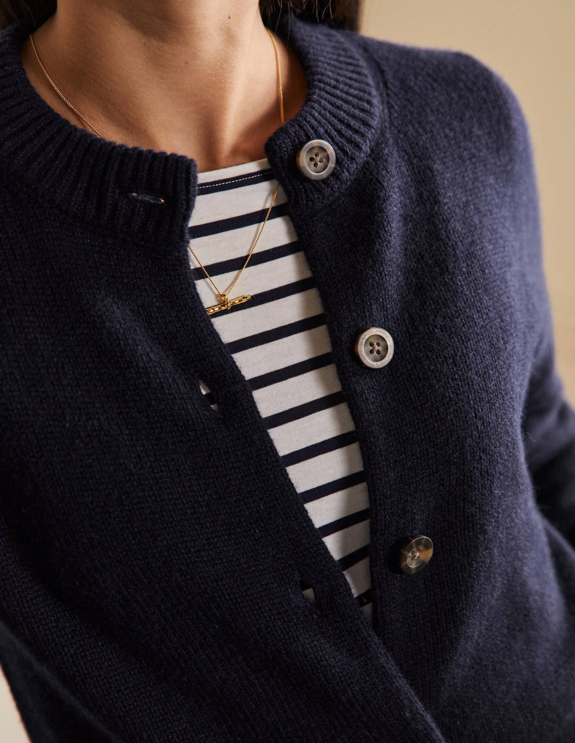 Cardigan en maille cachemire épaisse-Bleu marine-2
