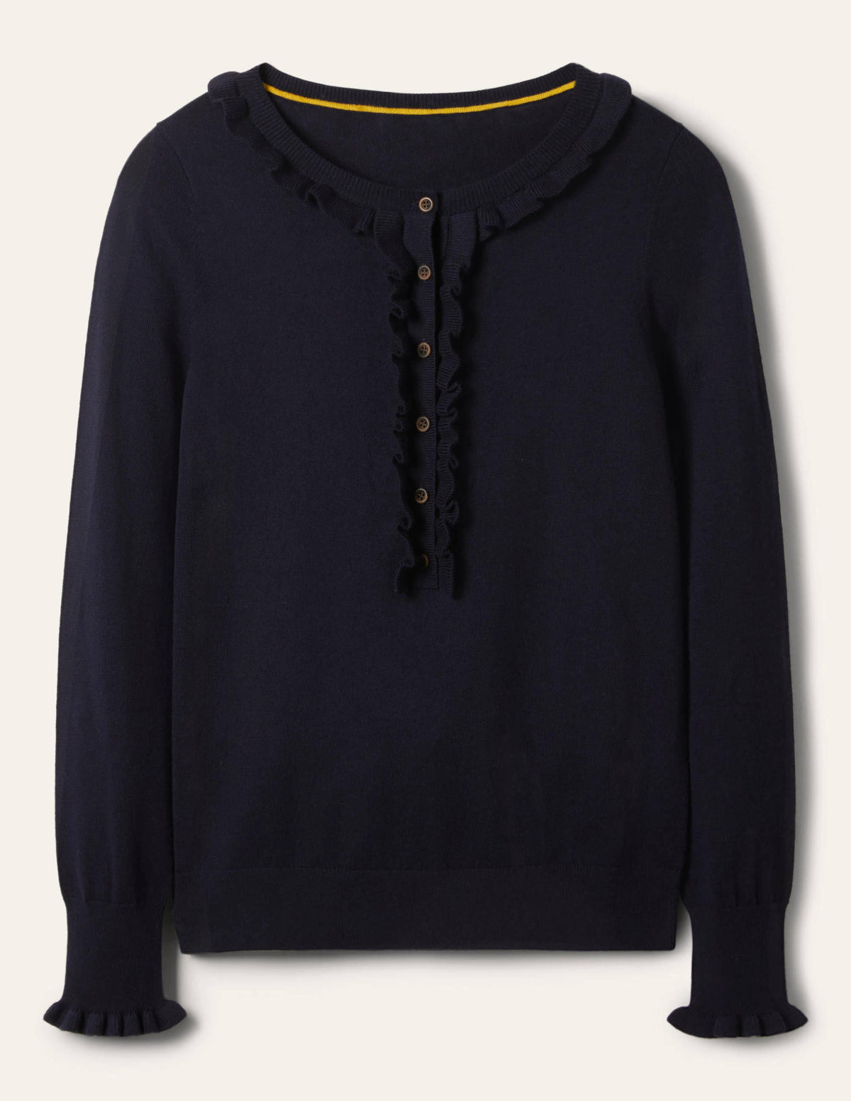 Henley-Pullover mit Rüschen-Marineblau - Image 5
