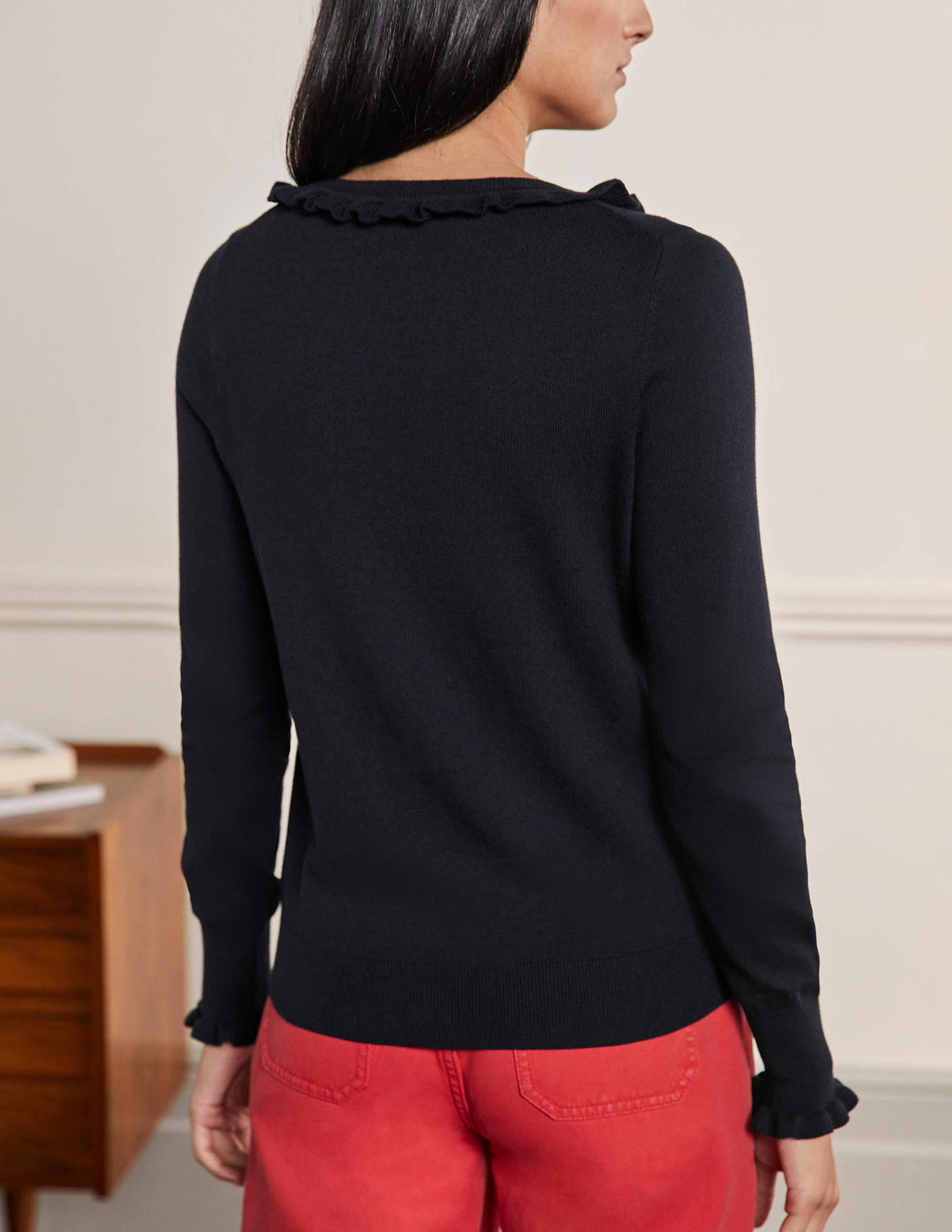 Henley-Pullover mit Rüschen-Marineblau - Image 3