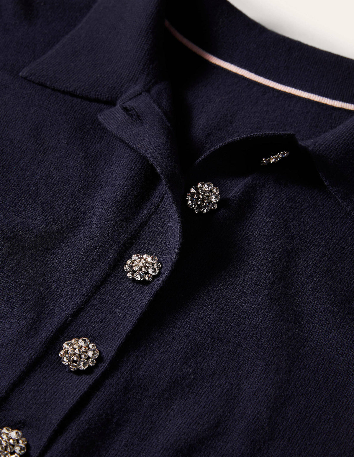 Jewelled Button Rugby Jumper-Navy - Image 7