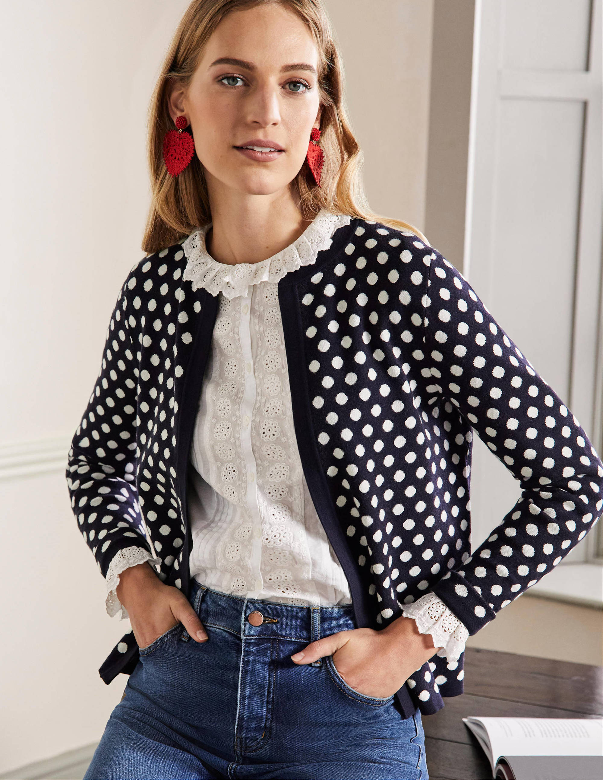 Cleo Strick-Cardigan mit Jacquardmusterung-Marineblau - Image 1