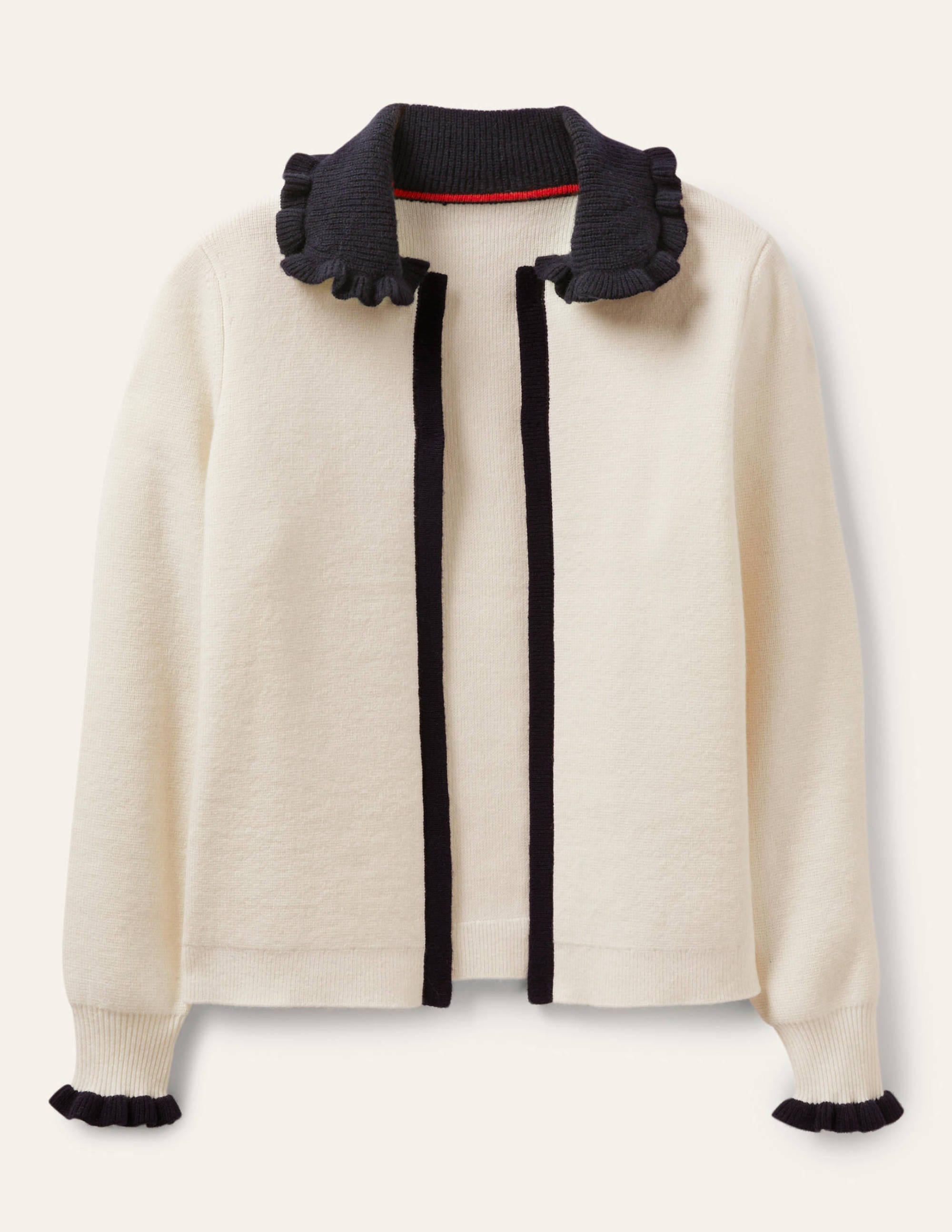 Cardigan mit Rüschenkragen-Naturweiß/Navy - Image 5