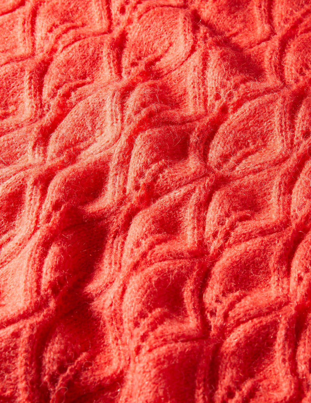 Flauschiger Pointelle-Pullover-Helles Korallenrot - Image 5