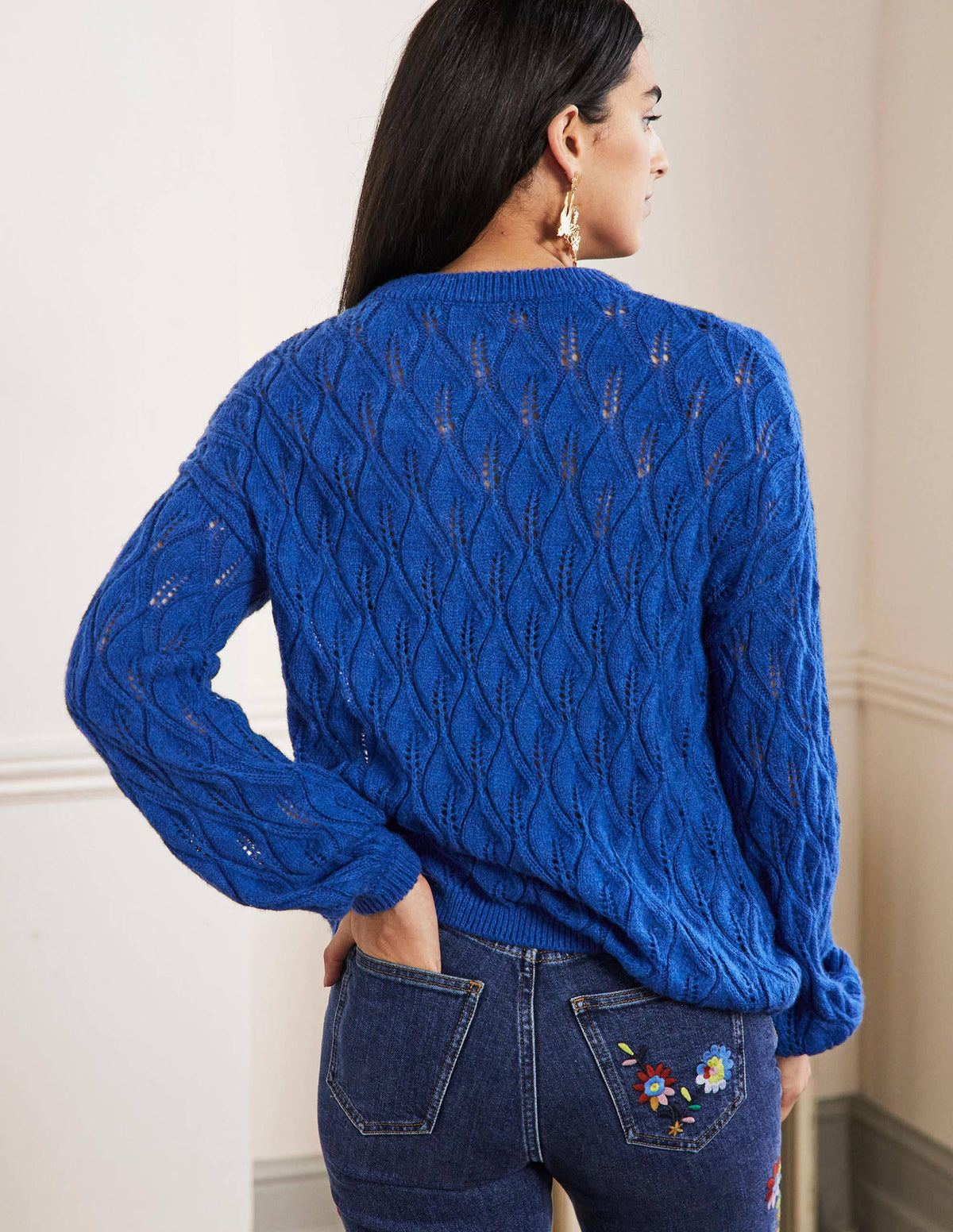 Flauschiger Pointelle-Pullover-Kobaltblau-3