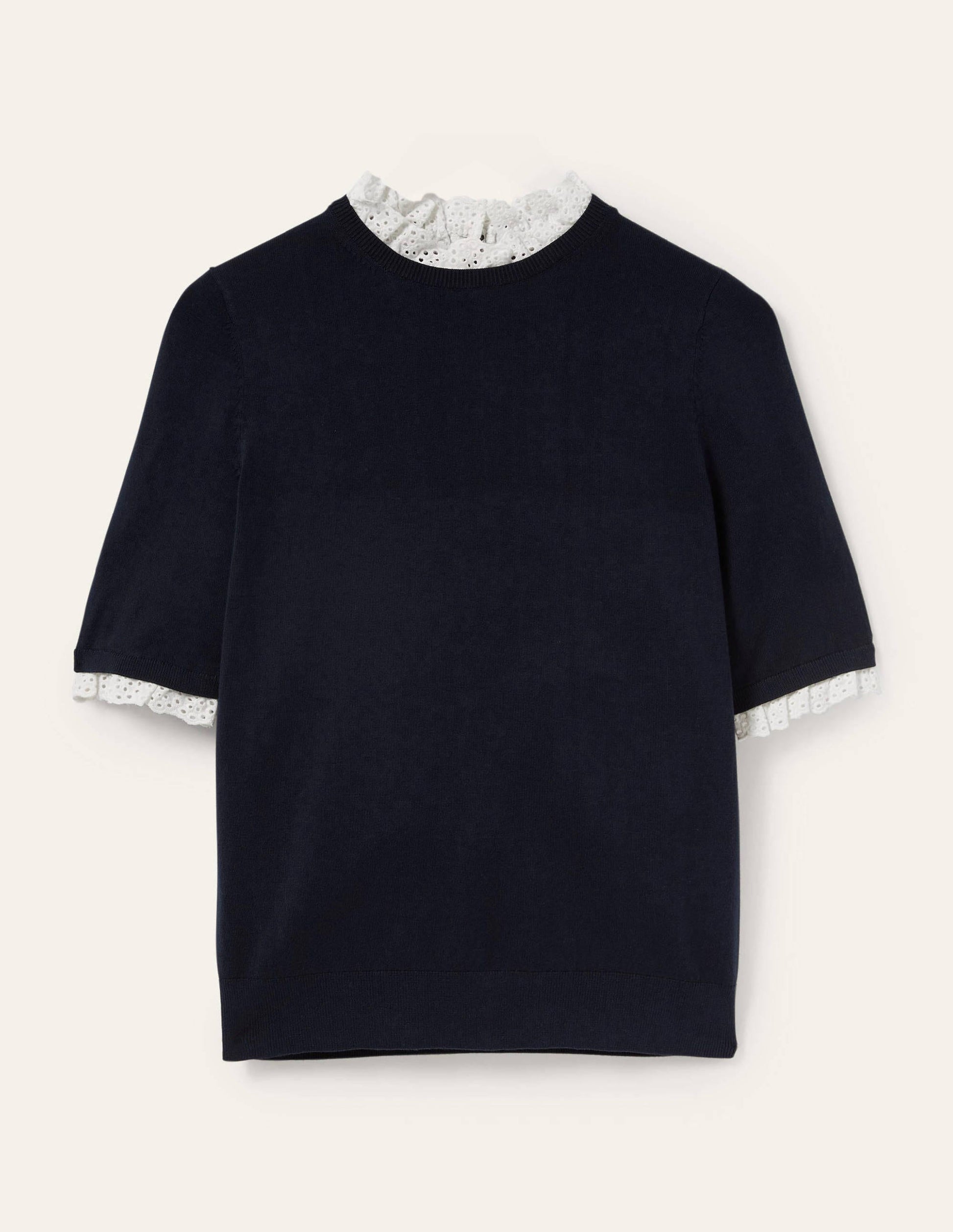 Strick-T-Shirt aus einer Webmischung-Marineblau-5