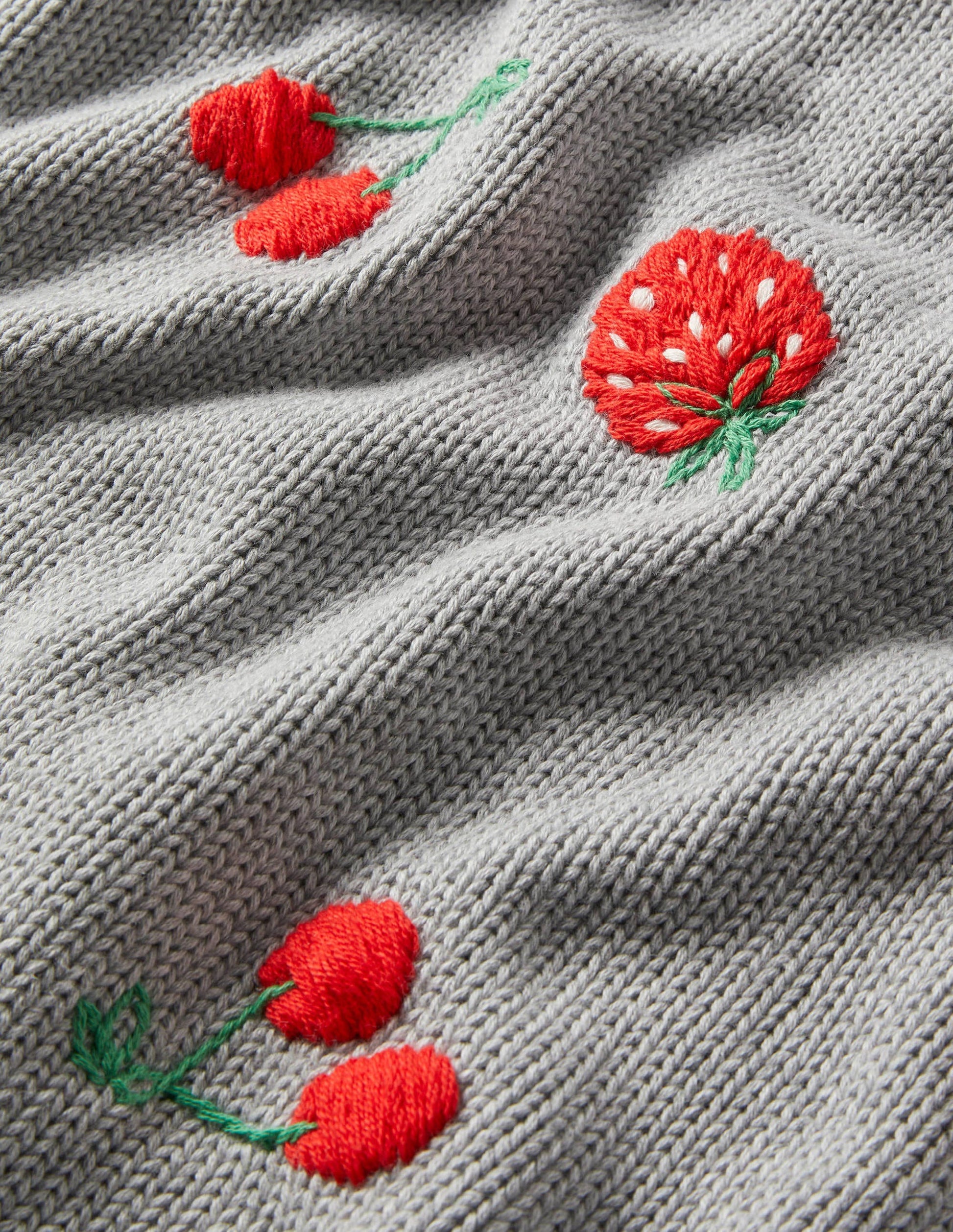 Embroidered Blouson Jumper-Silver Melange, Berries-5