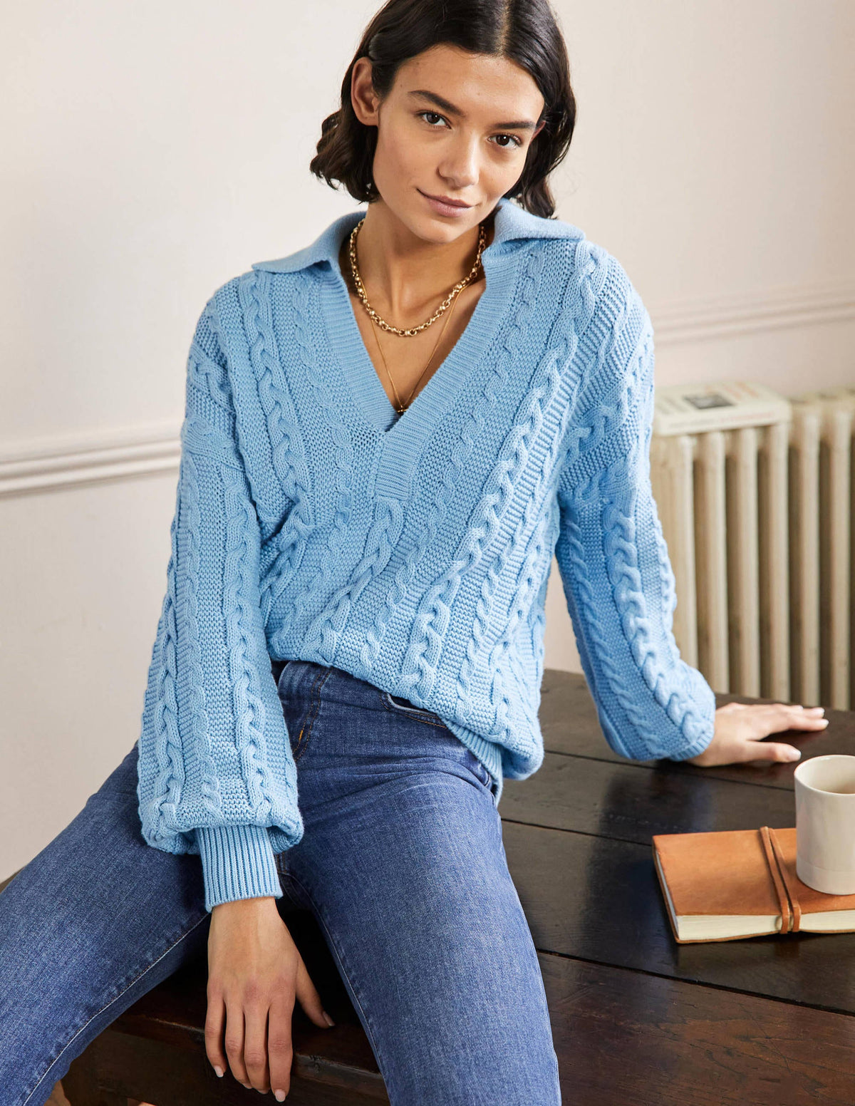 Henley-Pullover mit Zopfstrickmuster-Traube/Hyazinthe-4