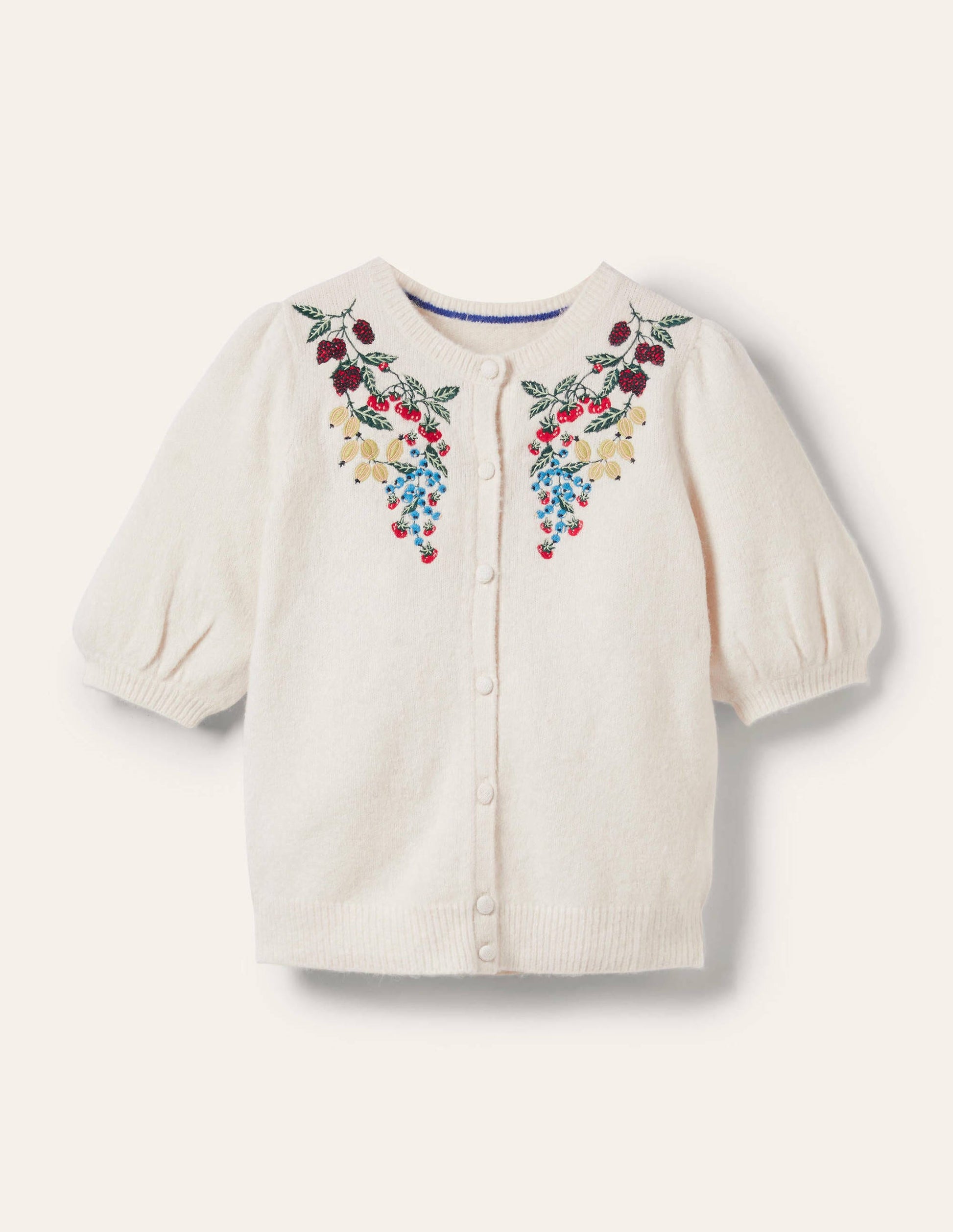 Flauschiger Cardigan mit Stickerei-Naturweiß, Stickerei-6