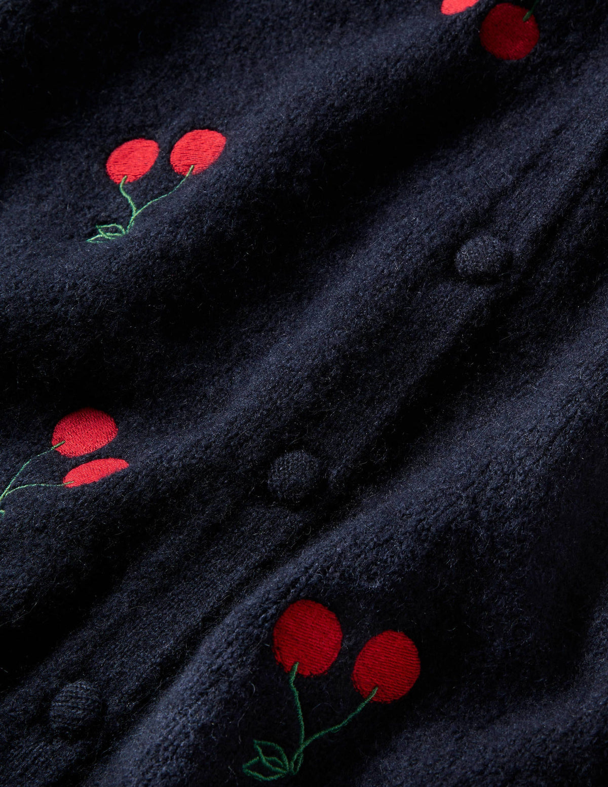 Flauschiger Cardigan mit Stickerei-Navy, Kirschen - Image 5