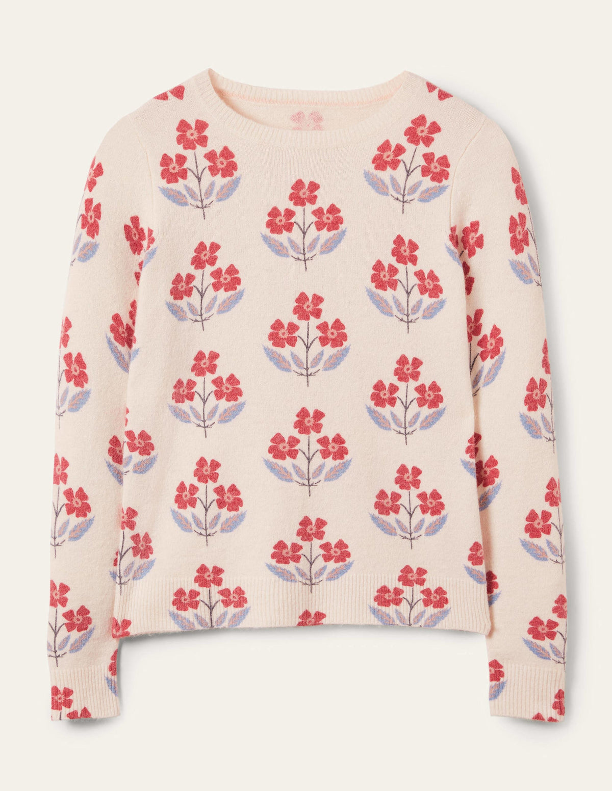 Flauschiger Pullover mit Muster-Naturweiß, Blühende Knospen - Image 6