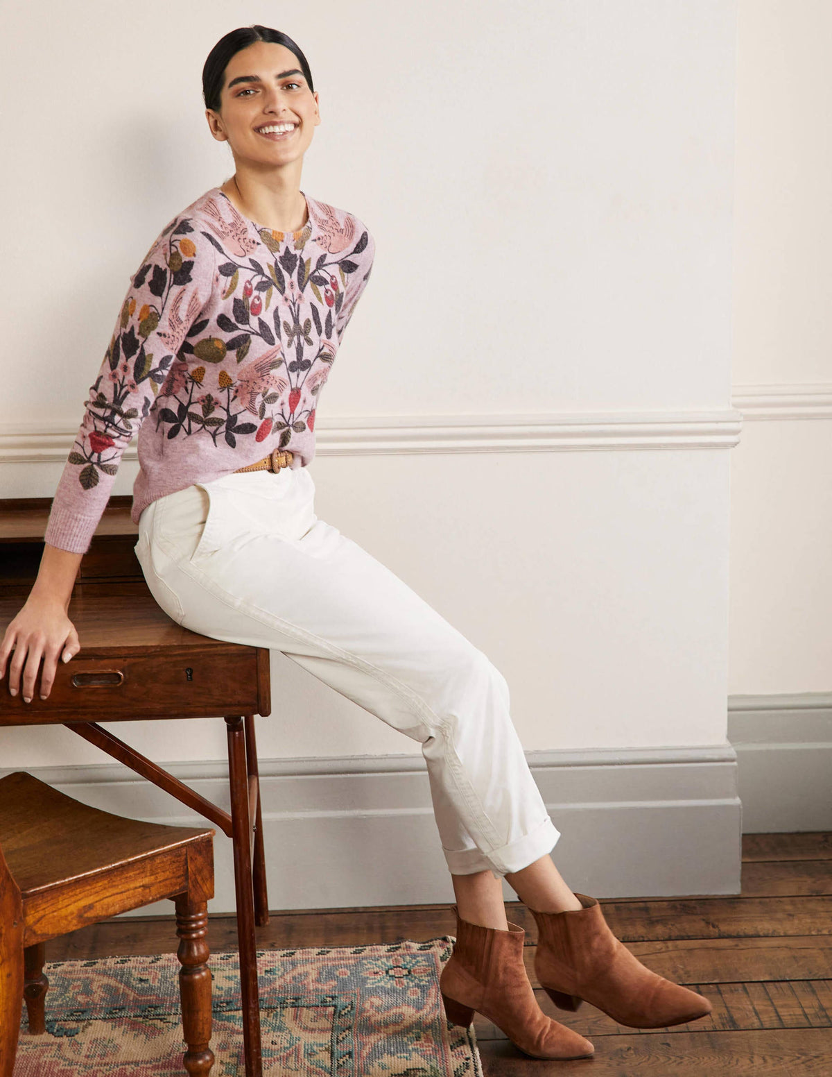 Flauschiger Pullover mit Muster-Helles Violett, Paradiesvogel - Image 4
