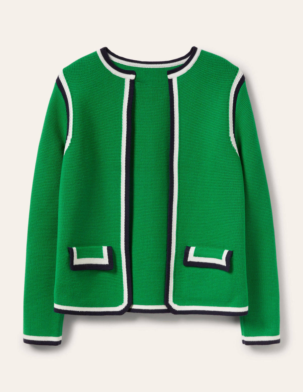 Gestreifte Strickjacke mit Borte-Schottengrün - Image 6