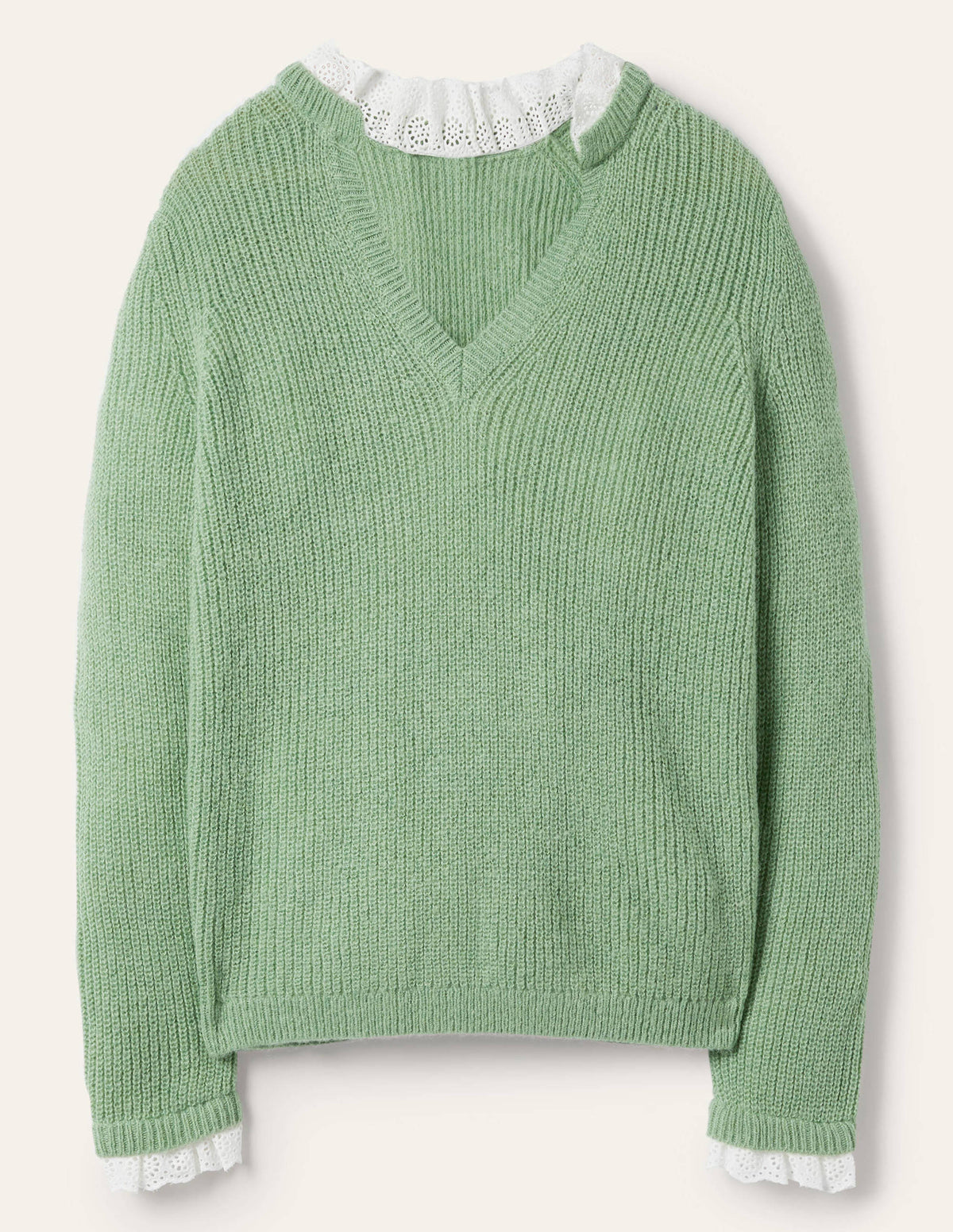 Fluffy Ribbed Mix Jumper-Basil-6