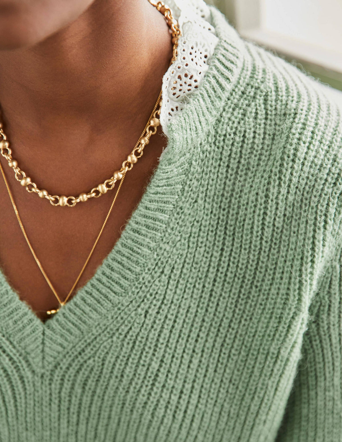 Fluffy Ribbed Mix Jumper-Basil-2