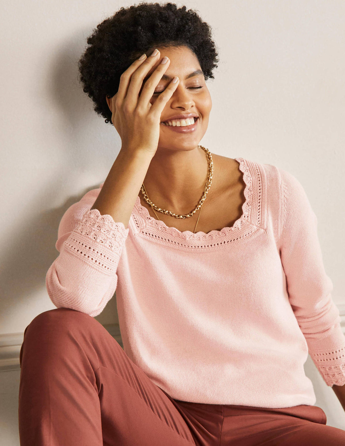 Pullover mit gehäkeltem Muschelsaum-Milchshake - Image 4