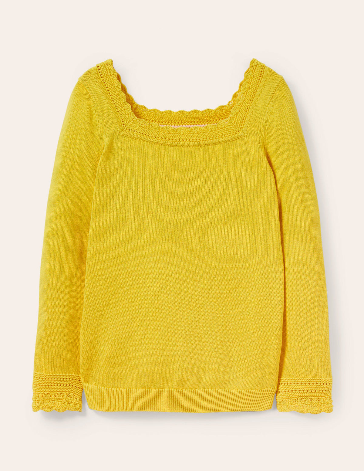 Pullover mit gehäkeltem Muschelsaum-Rauchgelb - Image 6