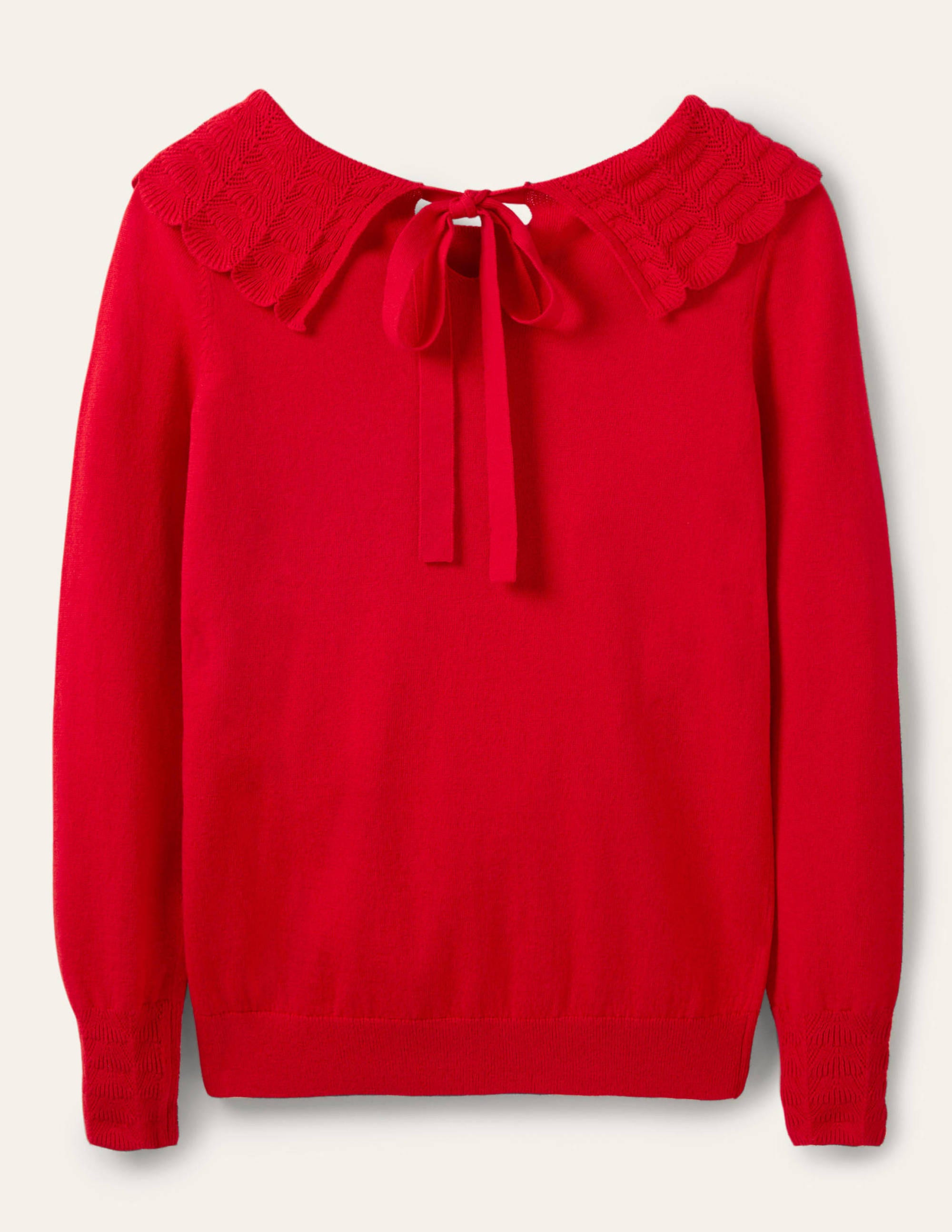 Pullover mit Kragen und Schnürung am Rücken-Rot - Image 5