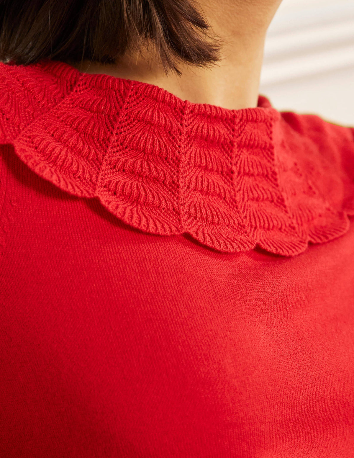 Pullover mit Kragen und Schnürung am Rücken-Rot - Image 2