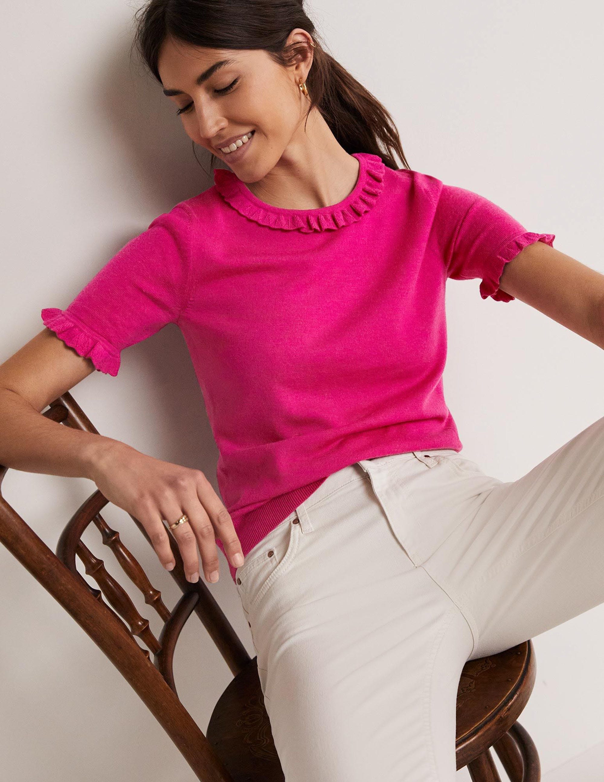Merino-Strickoberteil-Wassermelonenrosa - Image 1