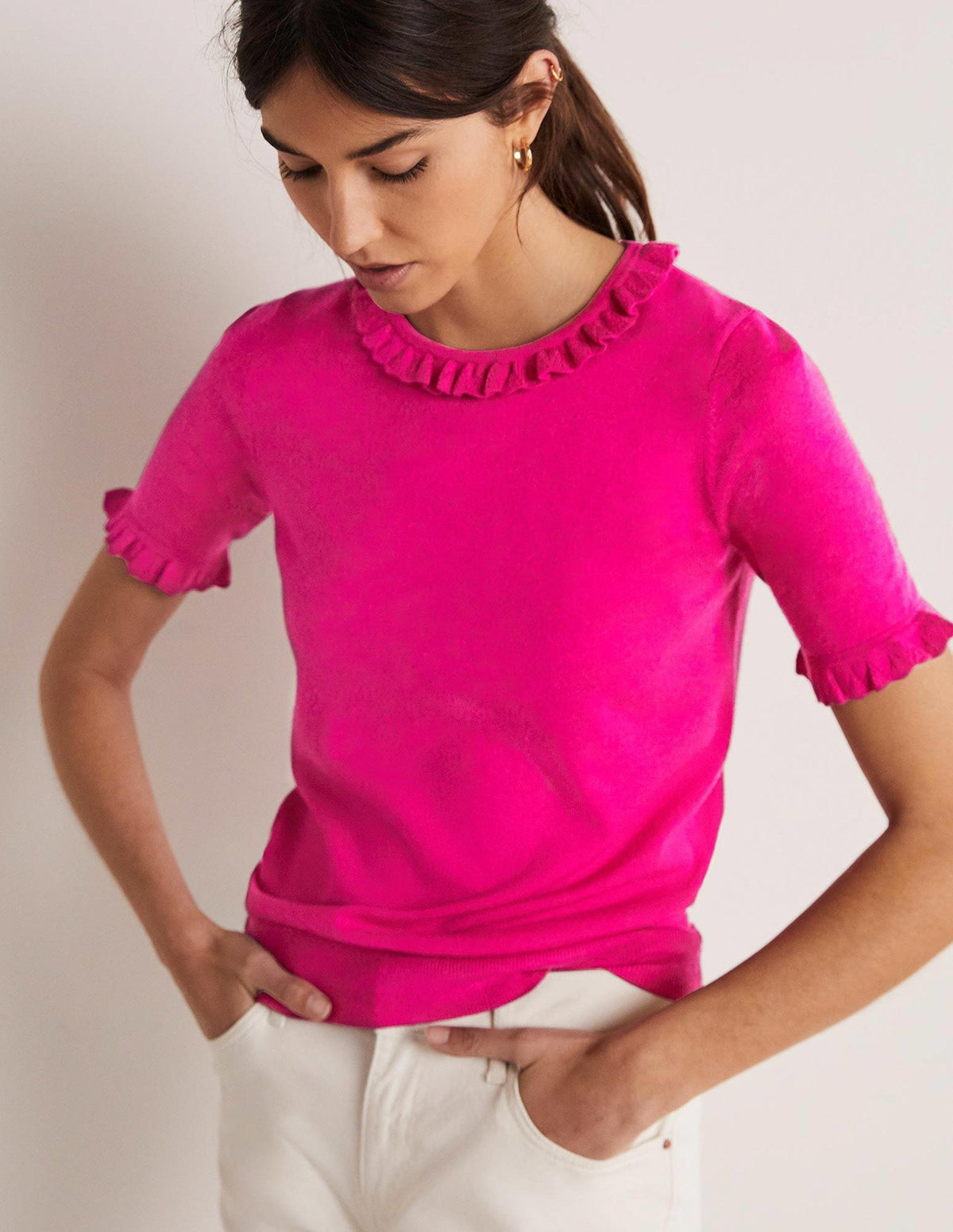 Merino-Strickoberteil-Wassermelonenrosa-4