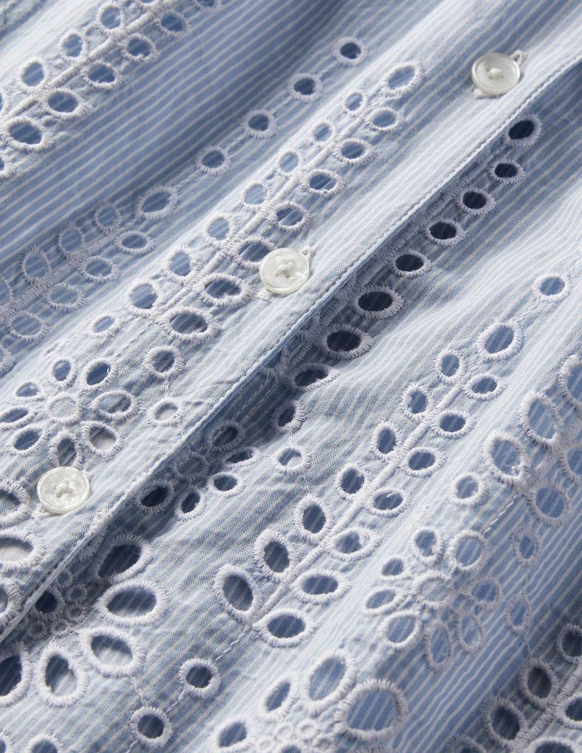 Schlafanzugset mit Lochstickerei-Blau, Feine Streifen-6