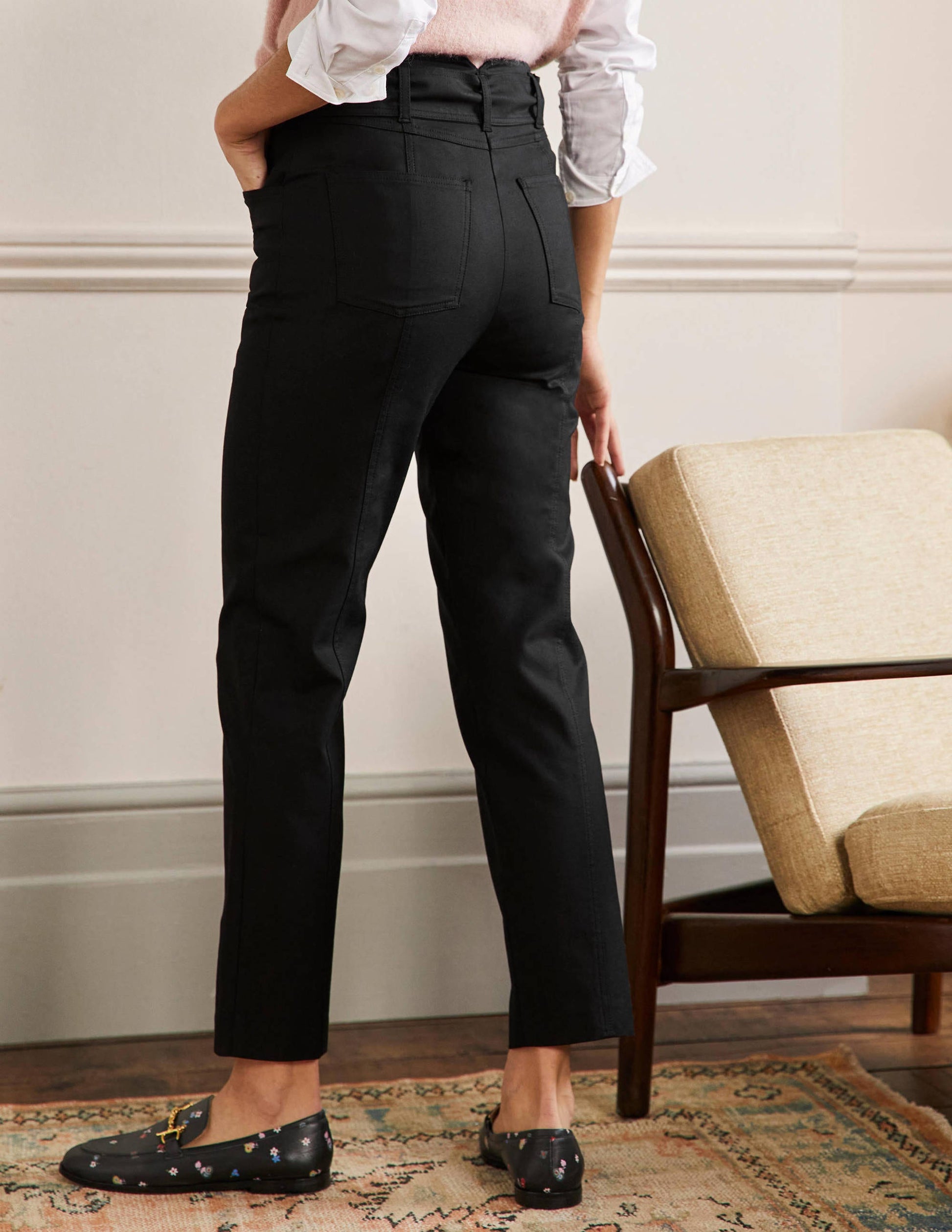 Pantalon Richmond noué à la taille-Noir-3