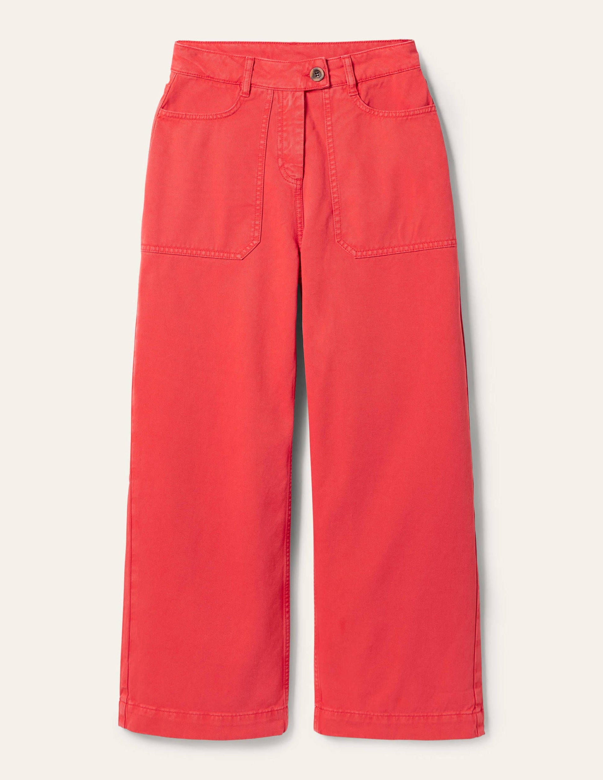 Pantalon large en sergé de coton-Rouge-5