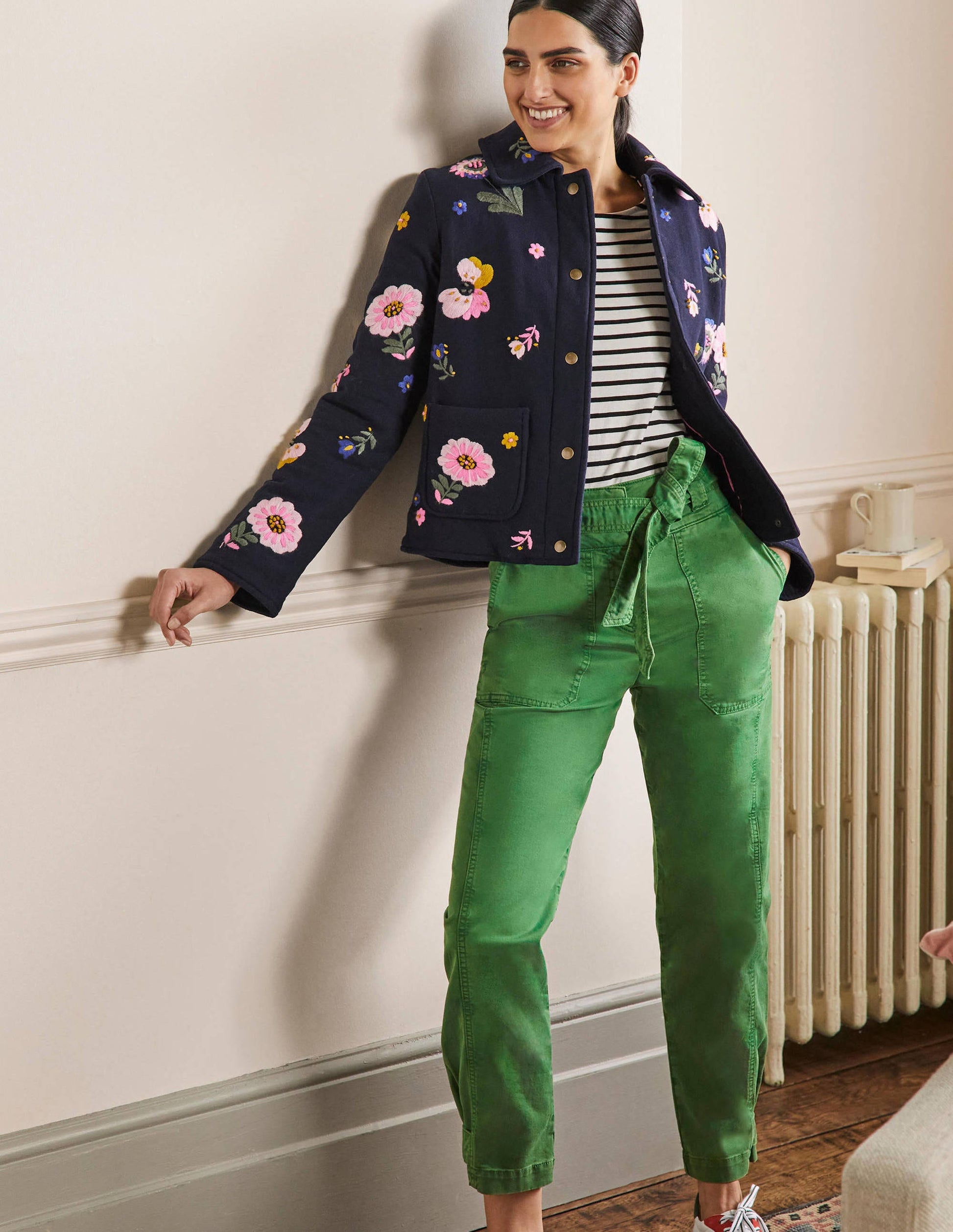 Belted Chino Trousers-Sprout Green-1