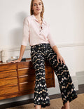 Pantalon Richmond taille haute-Noir, motif Delicate Daisy