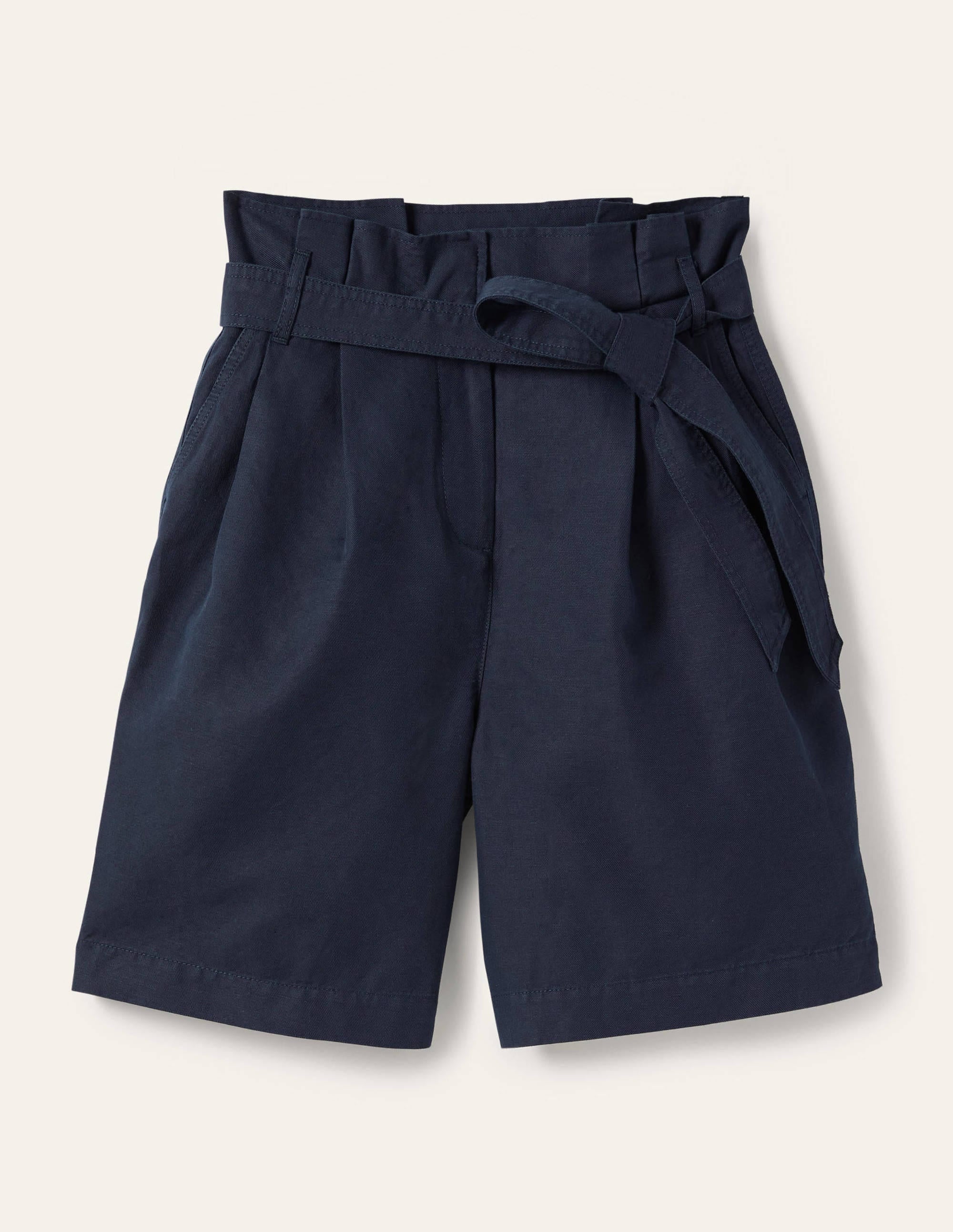 Paperbag High Waisted Shorts-Navy - Image 5