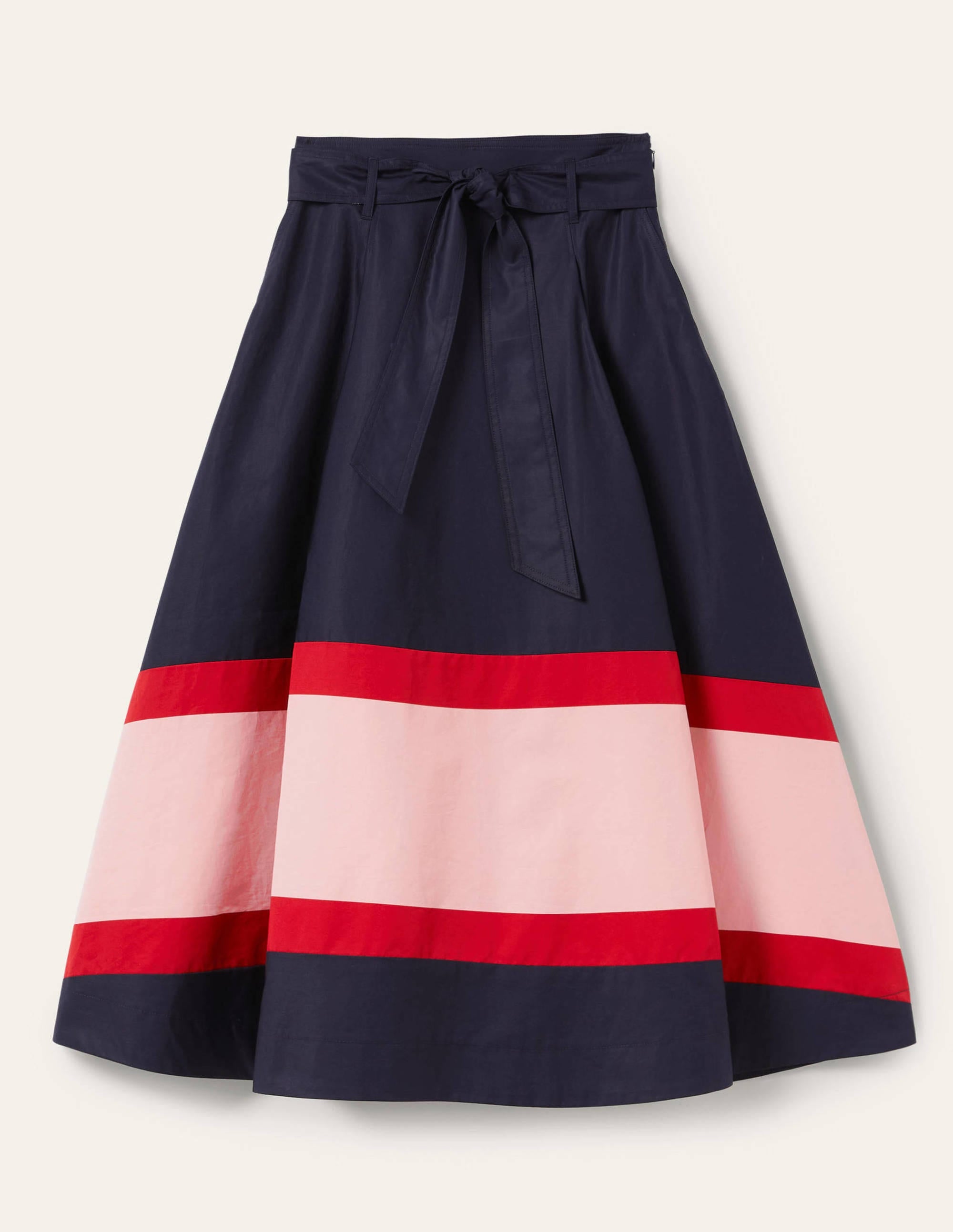 Tellerrock mit Taillenbund-Marineblau, Milchshake-Streifen - Image 6