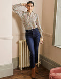 Cropped Flare Jeans-Indigo
