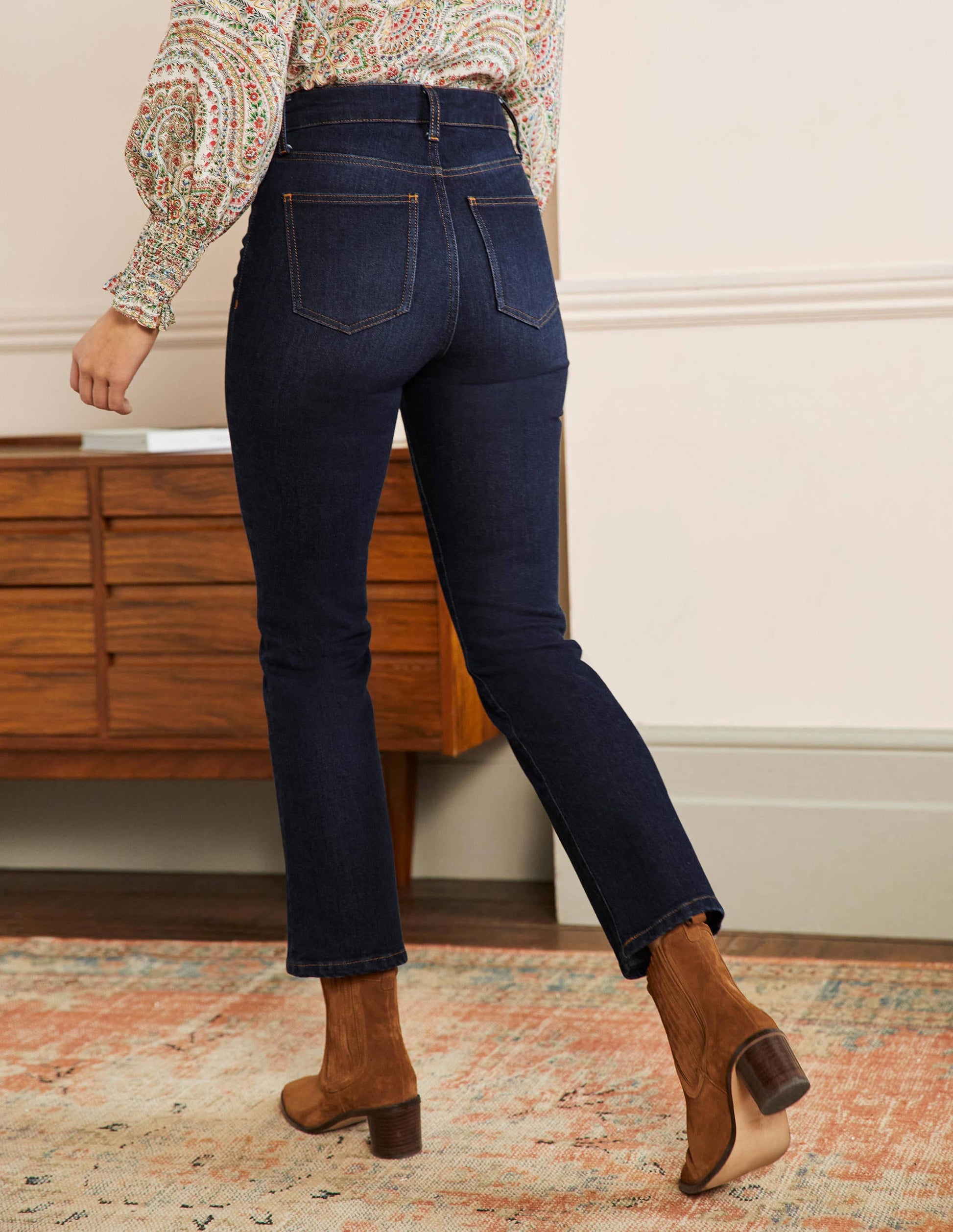 Cropped Flare Jeans-Indigo-3