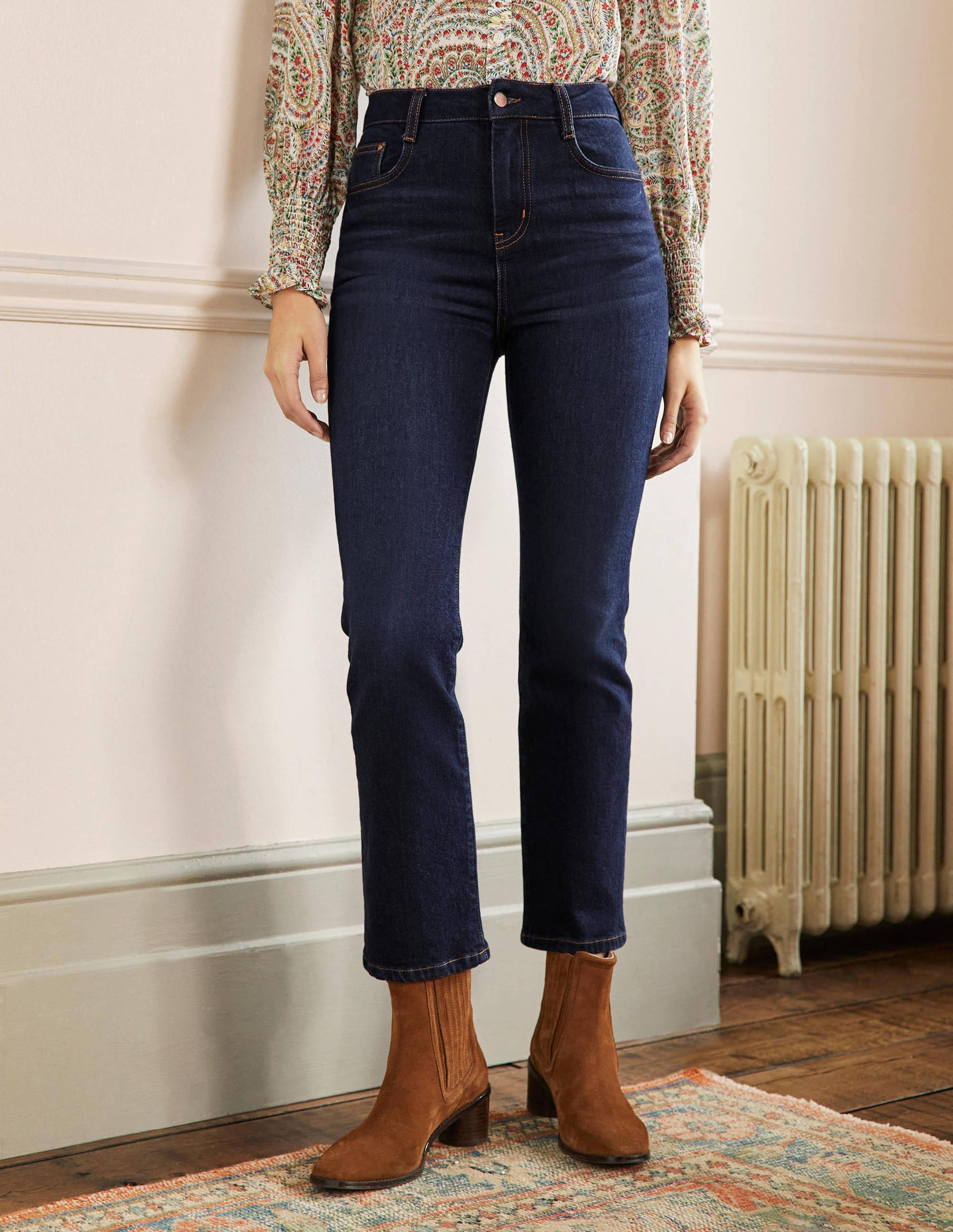 Cropped Flare Jeans-Indigo-4