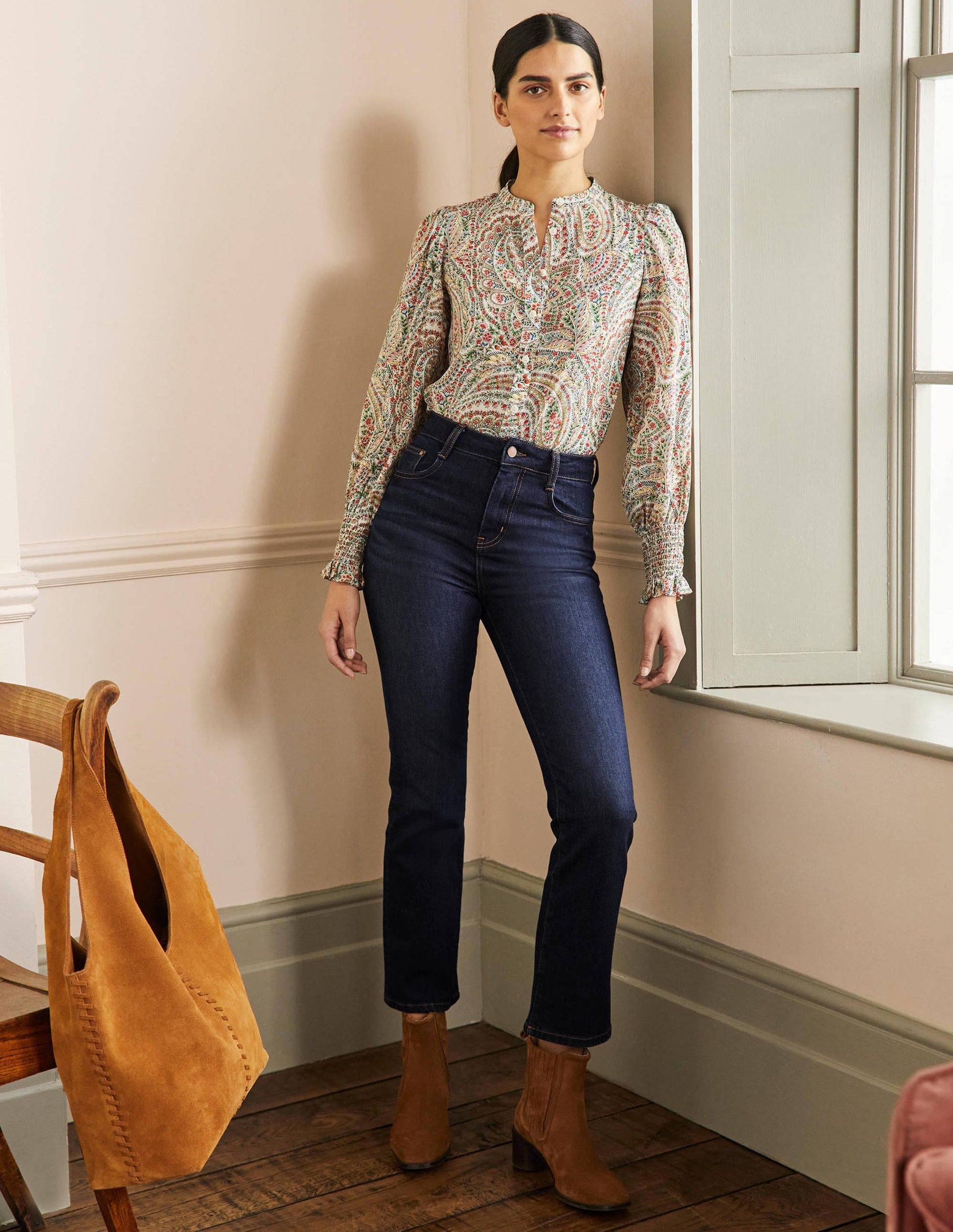Cropped Flare Jeans-Indigo-5