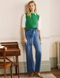 Gemütliche Jeans mit weitem Bein-Helles Vintageblau
