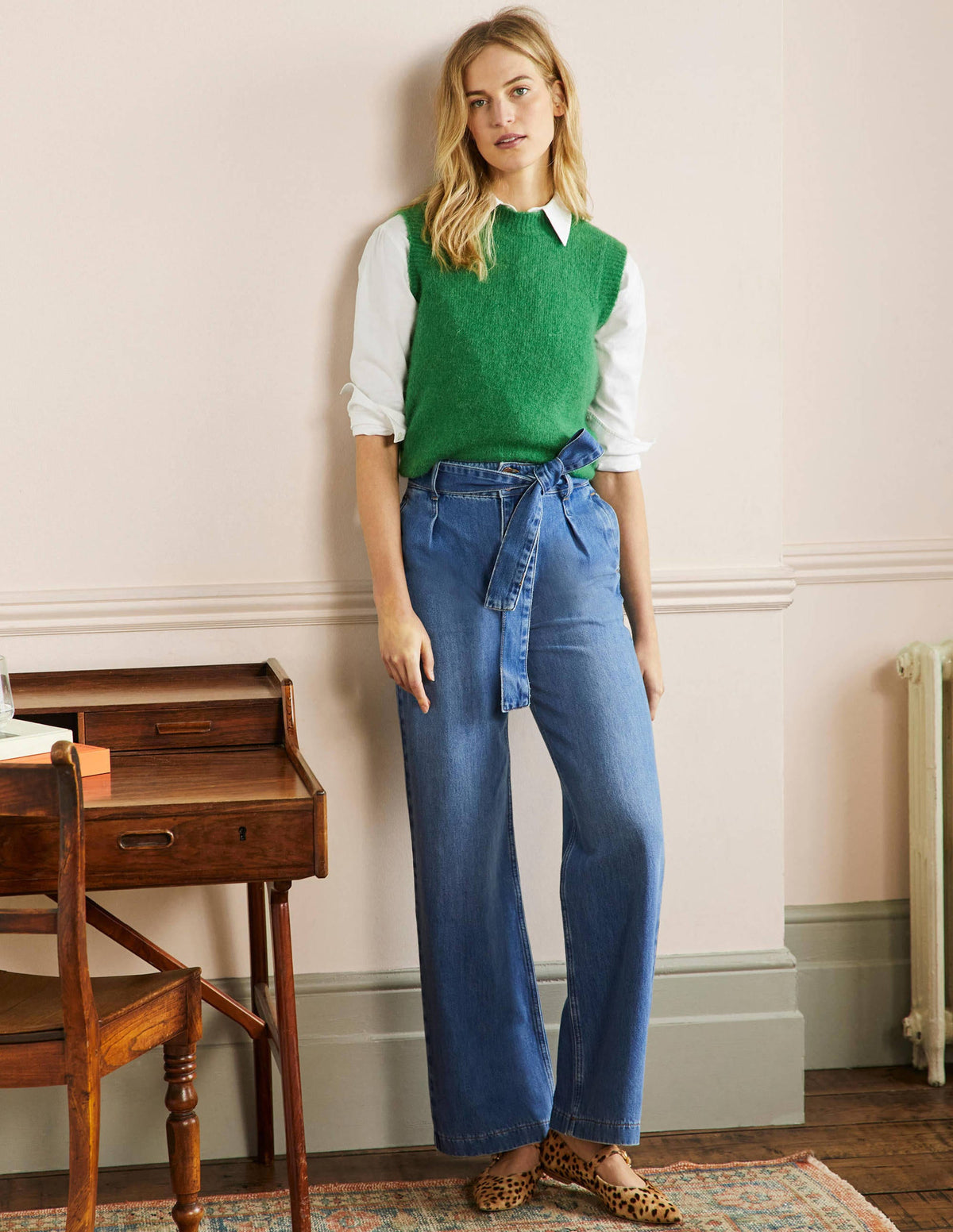 Gemütliche Jeans mit weitem Bein-Helles Vintageblau-1
