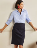 Textured Pencil Skirt-Navy
