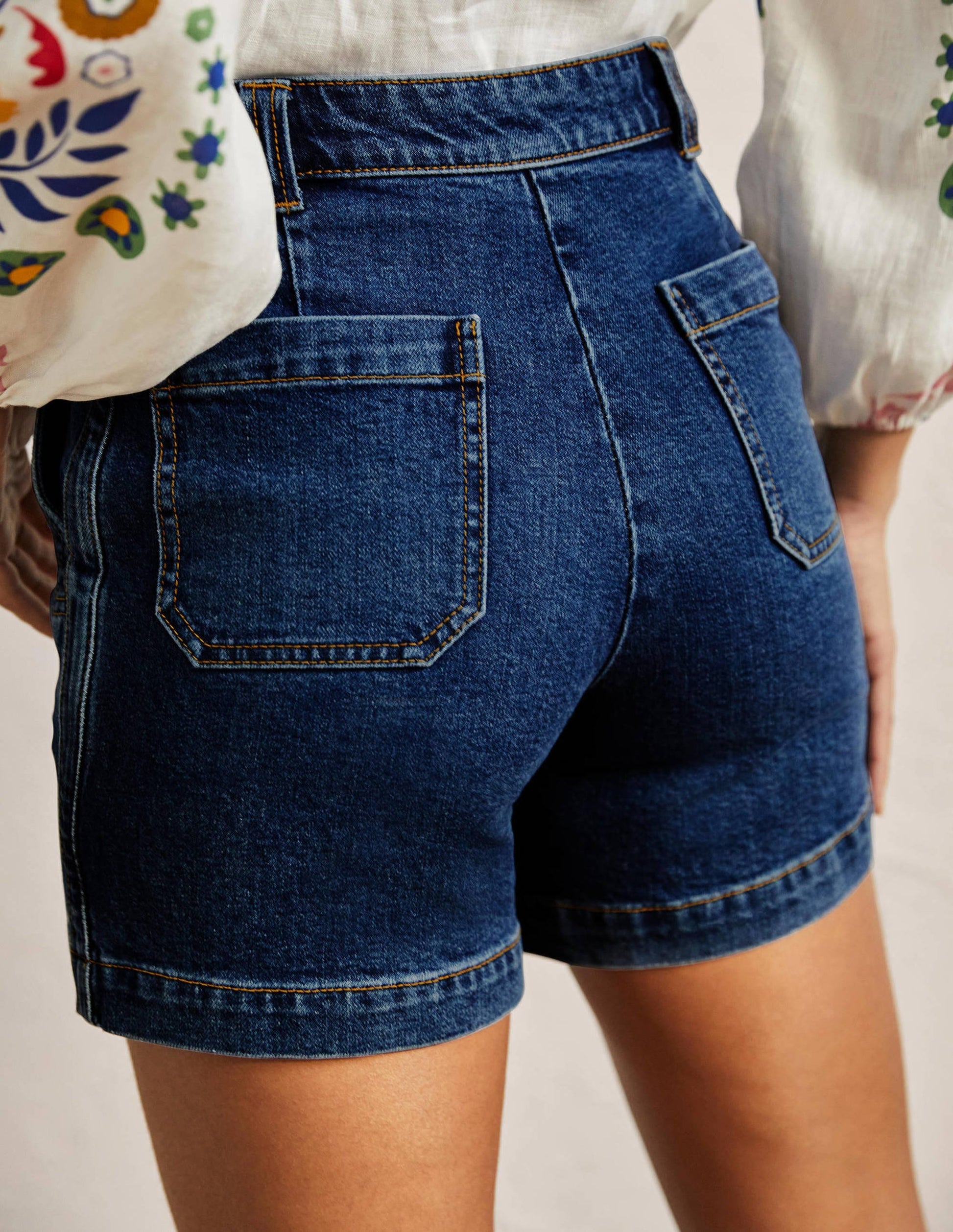 Klassische Chinoshorts-Dunkles Vintageblau-3